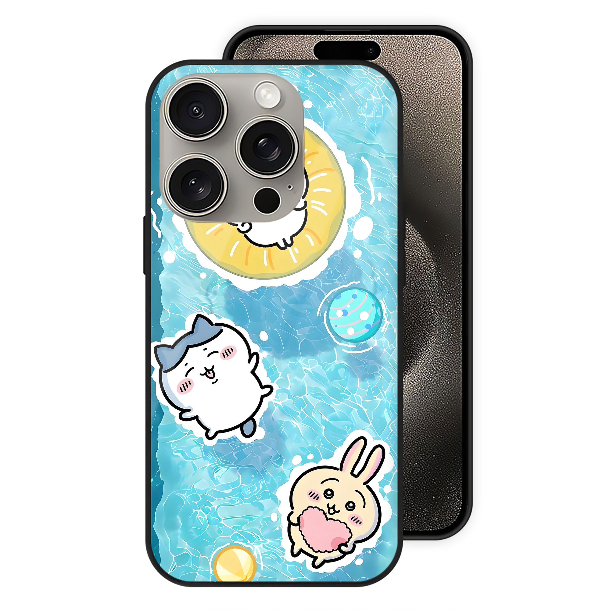 （画像用） ちいかわ Chii-kawa 【iPhone15Pro対応】スマホケース 耐衝撃＆黄変防止 背面ガラス