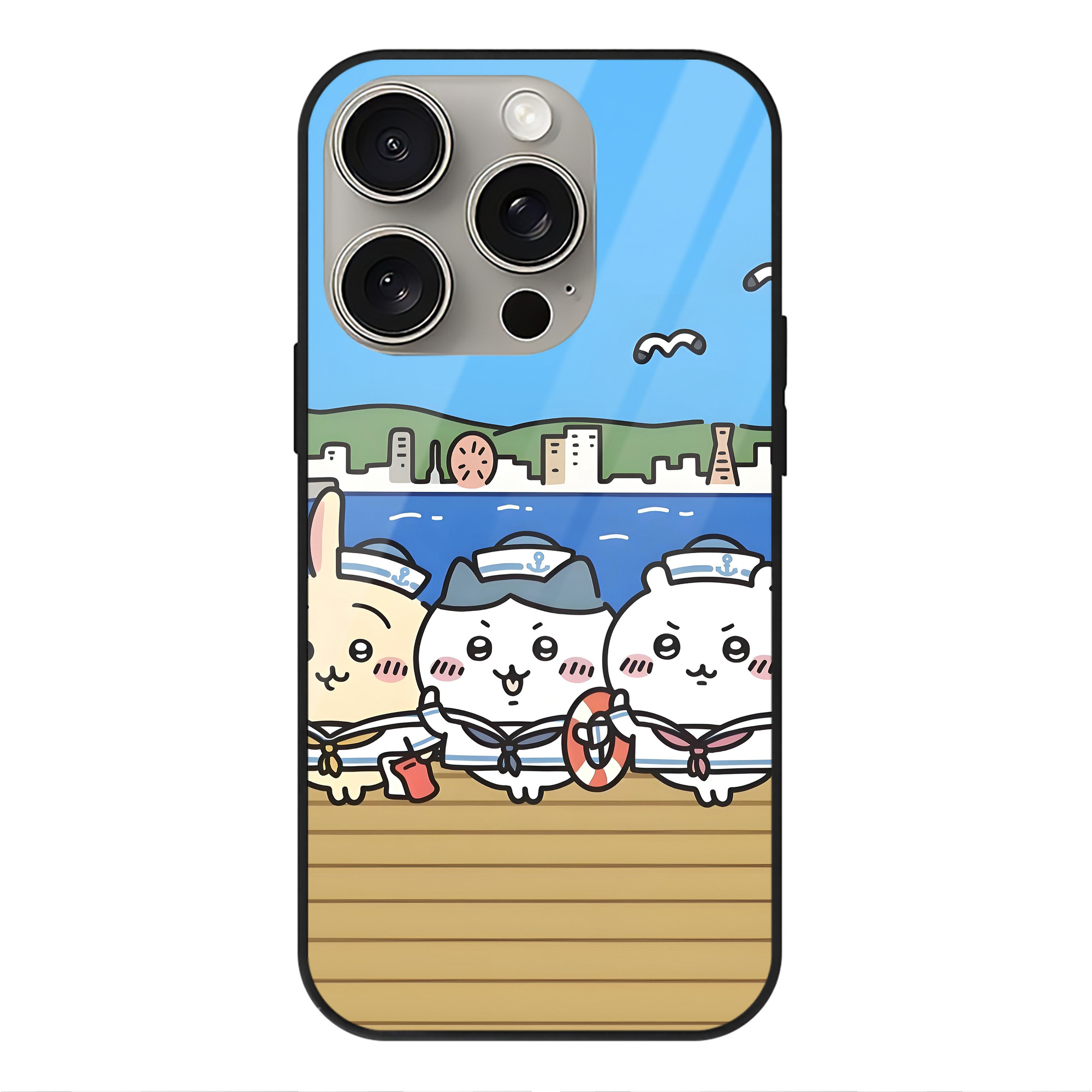 （画像用） ちいかわ Chii-kawa 【iPhone15Pro対応】スマホケース 耐衝撃＆黄変防止 背面ガラス