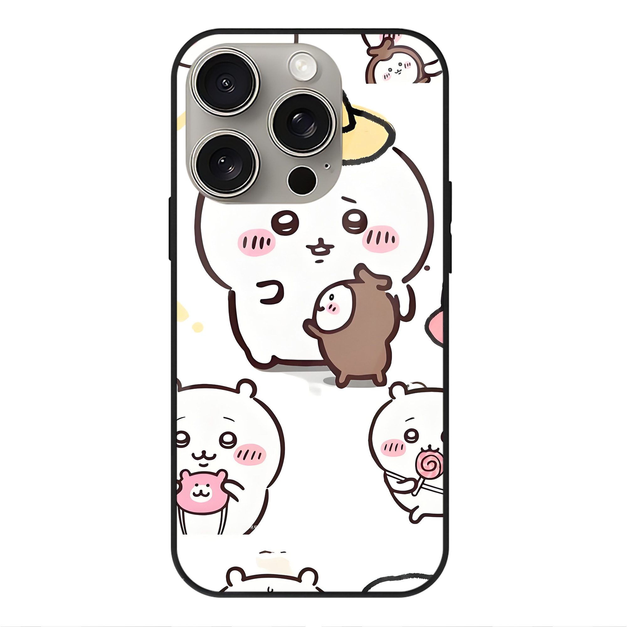 （画像用） ちいかわ Chii-kawa 【iPhone15Pro対応】スマホケース 耐衝撃＆黄変防止 背面ガラス