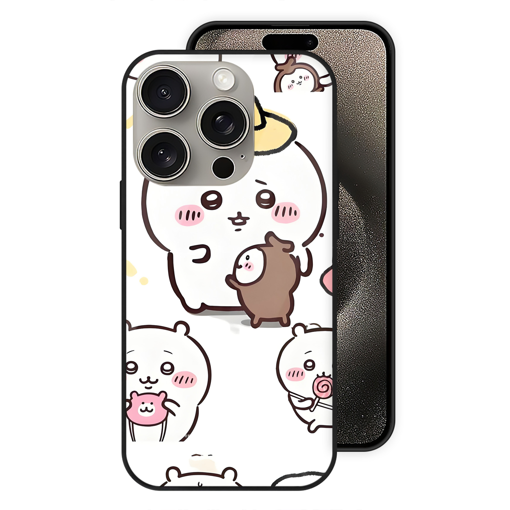 （画像用） ちいかわ Chii-kawa 【iPhone15Pro対応】スマホケース 耐衝撃＆黄変防止 背面ガラス