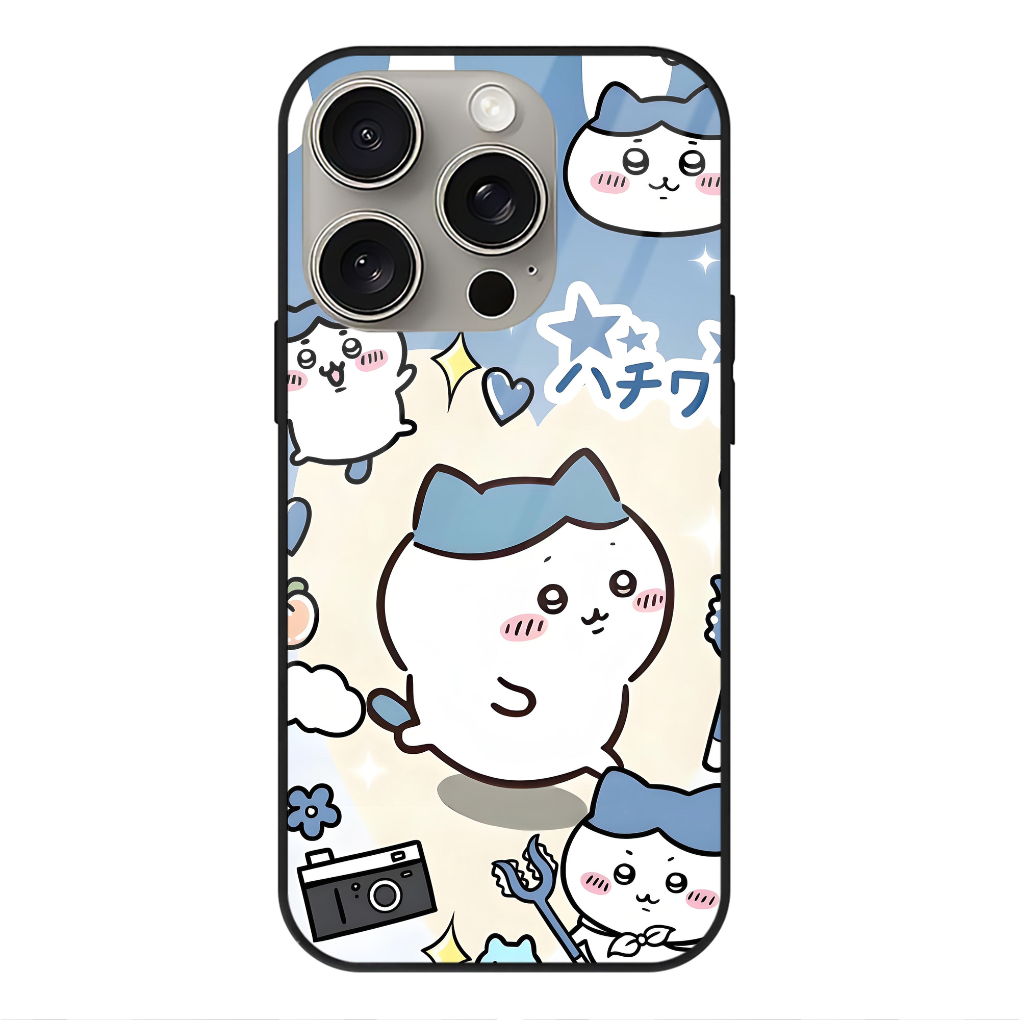 （画像用） ちいかわ Chii-kawa 【iPhone15Pro対応】スマホケース 耐衝撃＆黄変防止 背面ガラス