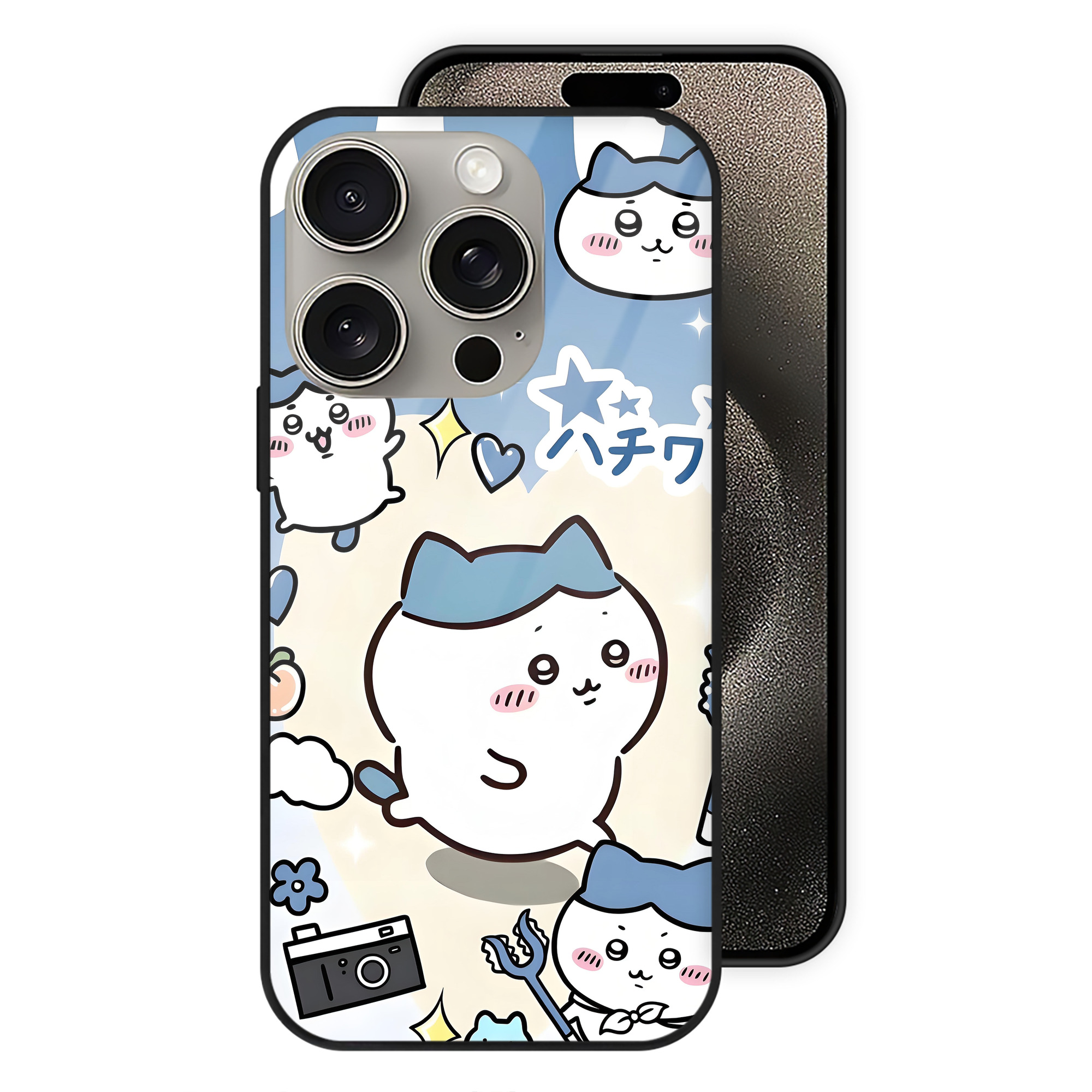 （画像用） ちいかわ Chii-kawa 【iPhone15Pro対応】スマホケース 耐衝撃＆黄変防止 背面ガラス