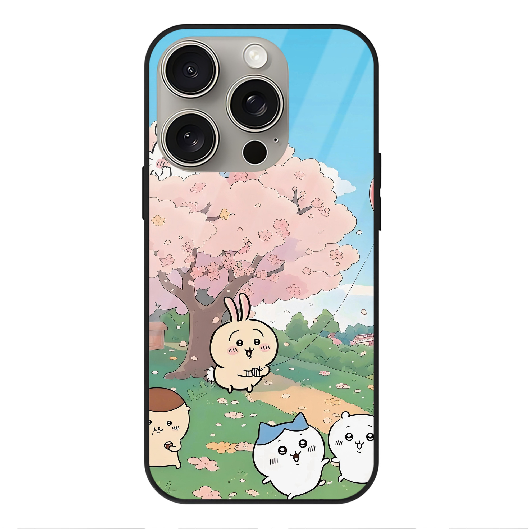 （画像用） ちいかわ Chii-kawa 【iPhone15Pro対応】スマホケース 耐衝撃＆黄変防止 背面ガラス