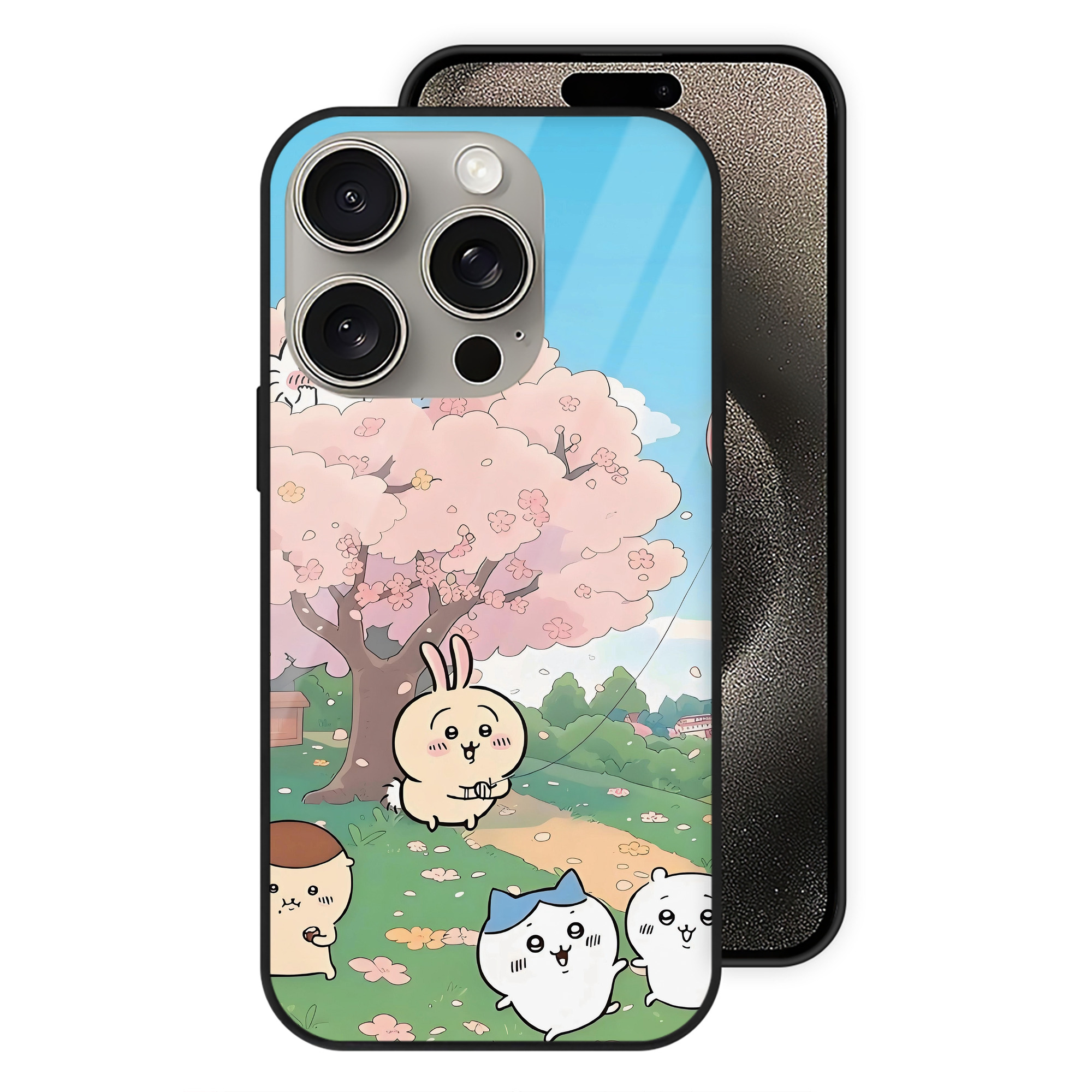 （画像用） ちいかわ Chii-kawa 【iPhone15Pro対応】スマホケース 耐衝撃＆黄変防止 背面ガラス
