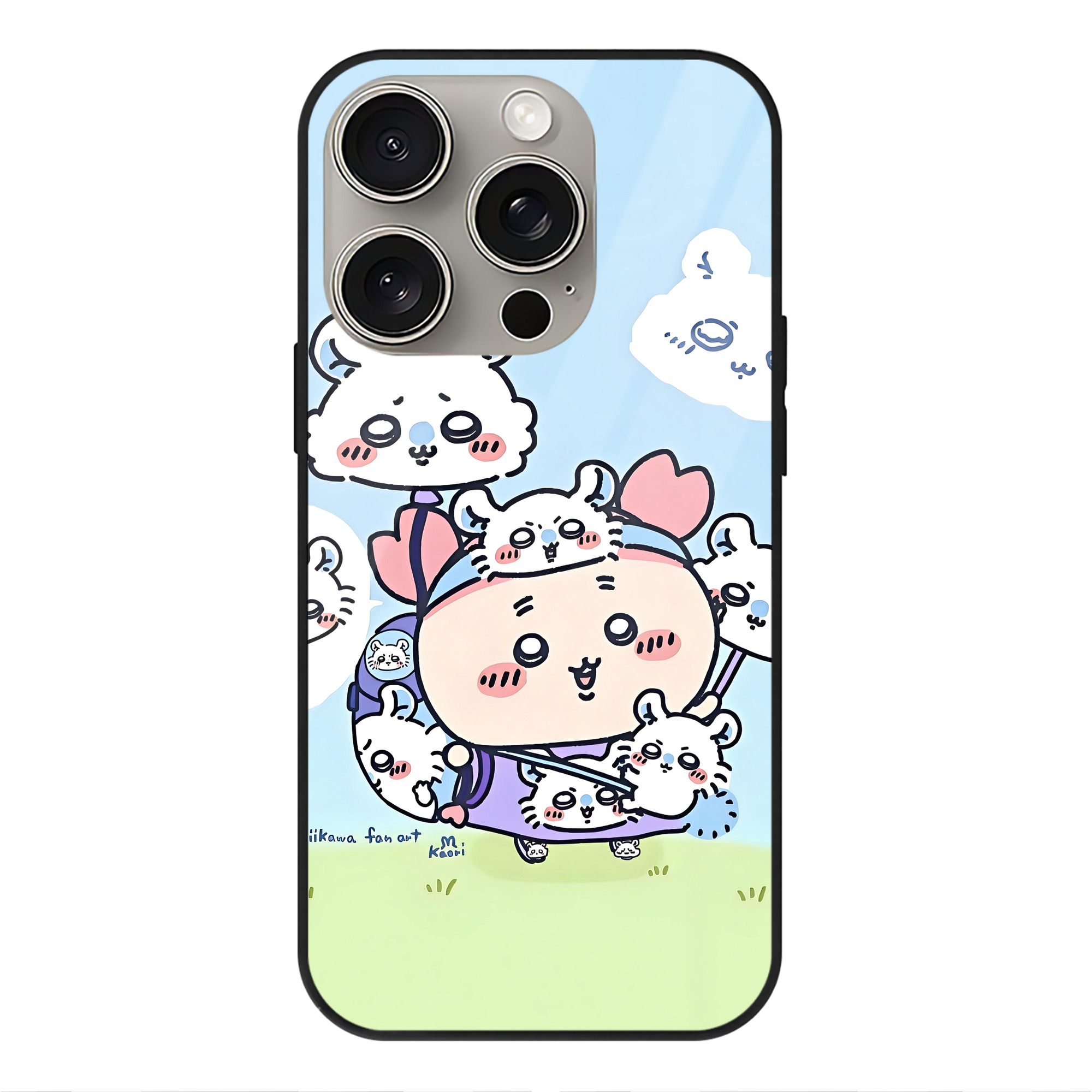 （画像用） ちいかわ Chii-kawa 【iPhone15Pro対応】スマホケース 耐衝撃＆黄変防止 背面ガラス
