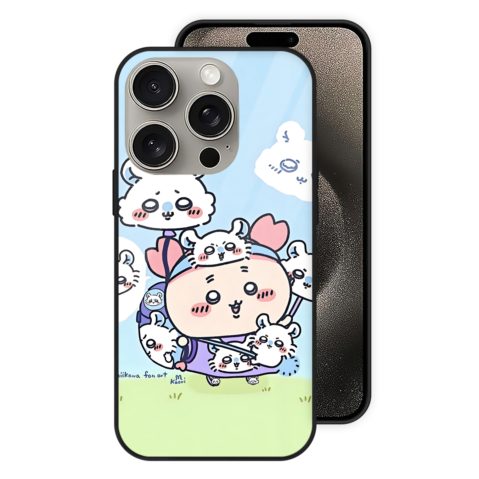 （画像用） ちいかわ Chii-kawa 【iPhone15Pro対応】スマホケース 耐衝撃＆黄変防止 背面ガラス