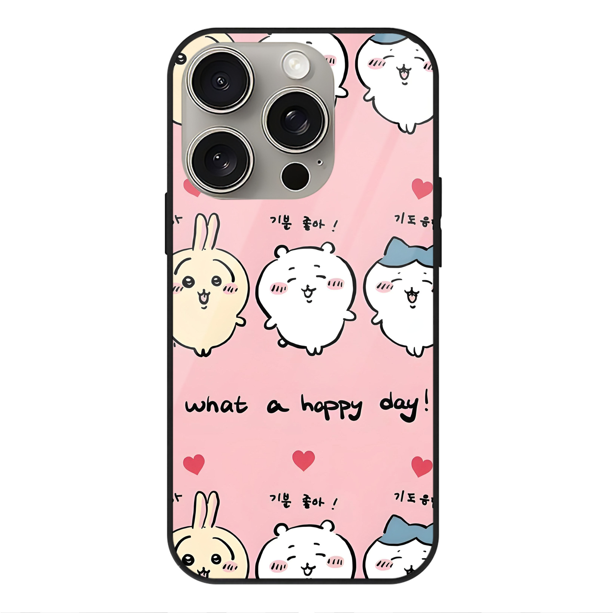 （画像用） ちいかわ Chii-kawa 【iPhone15Pro対応】スマホケース 耐衝撃＆黄変防止 背面ガラス