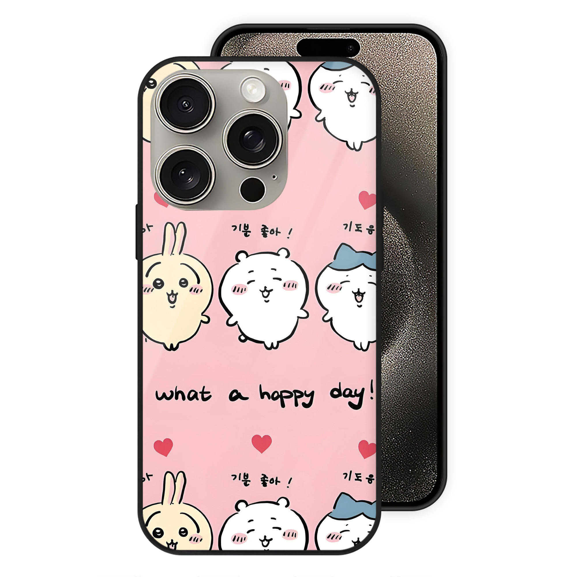 （画像用） ちいかわ Chii-kawa 【iPhone15Pro対応】スマホケース 耐衝撃＆黄変防止 背面ガラス