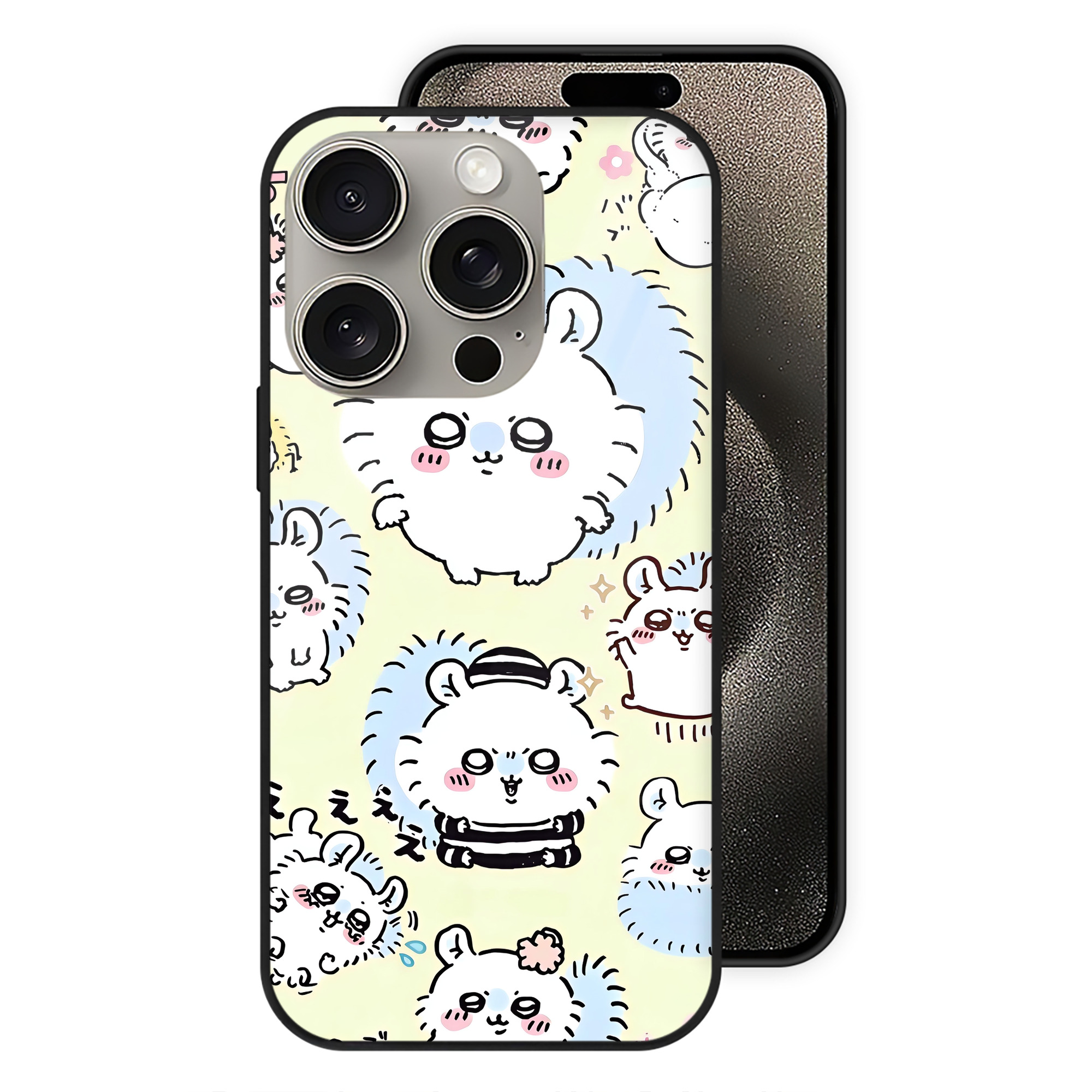 （画像用） ちいかわ Chii-kawa 【iPhone15Pro対応】スマホケース 耐衝撃＆黄変防止 背面ガラス