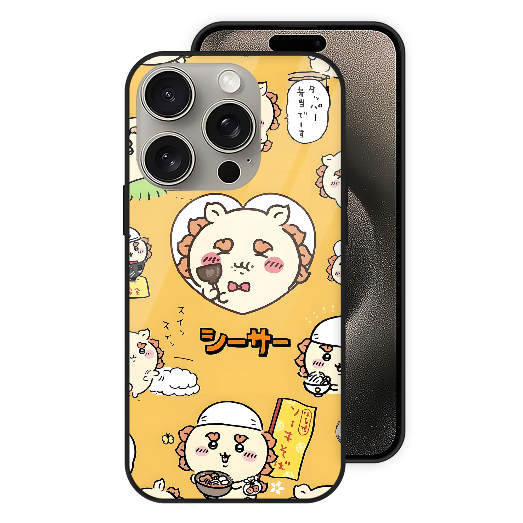 （画像用） ちいかわ Chii-kawa 【iPhone15Pro対応】スマホケース 耐衝撃＆黄変防止 背面ガラス