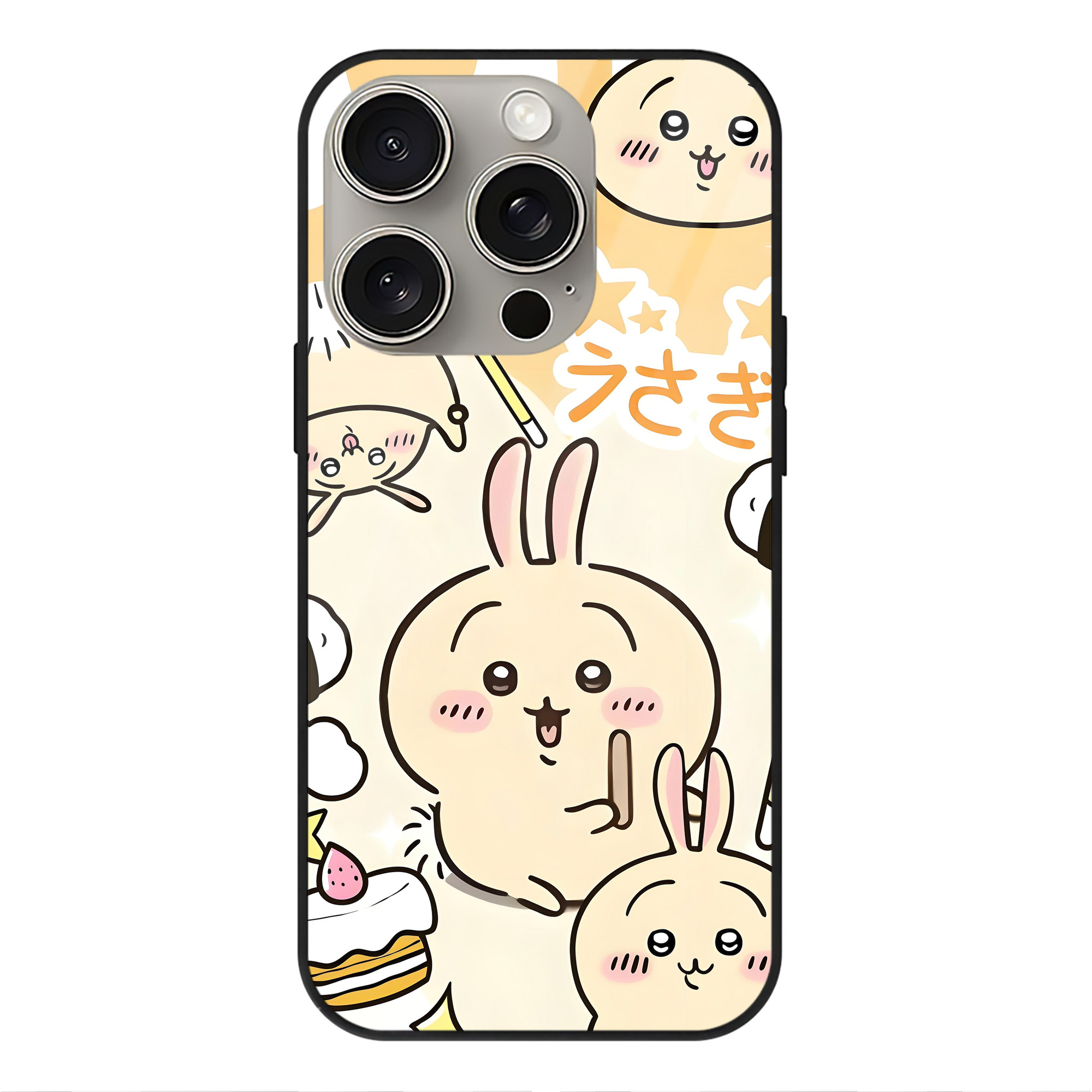 （画像用） ちいかわ Chii-kawa 【iPhone15Pro対応】スマホケース 耐衝撃＆黄変防止 背面ガラス