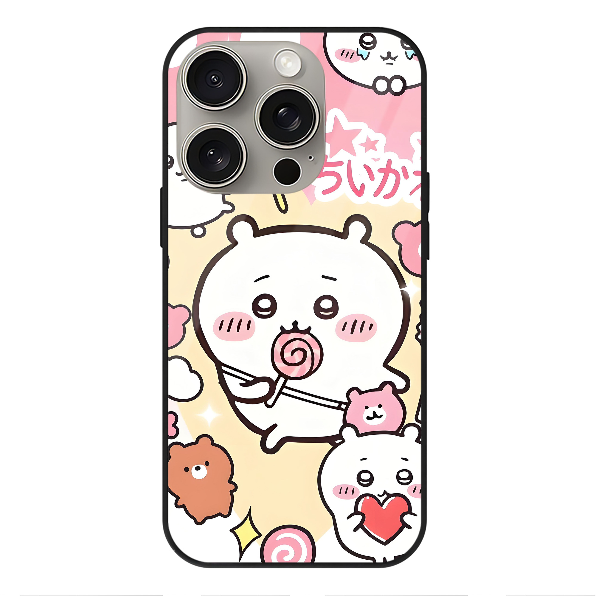 （画像用） ちいかわ Chii-kawa 【iPhone15Pro対応】スマホケース 耐衝撃＆黄変防止 背面ガラス