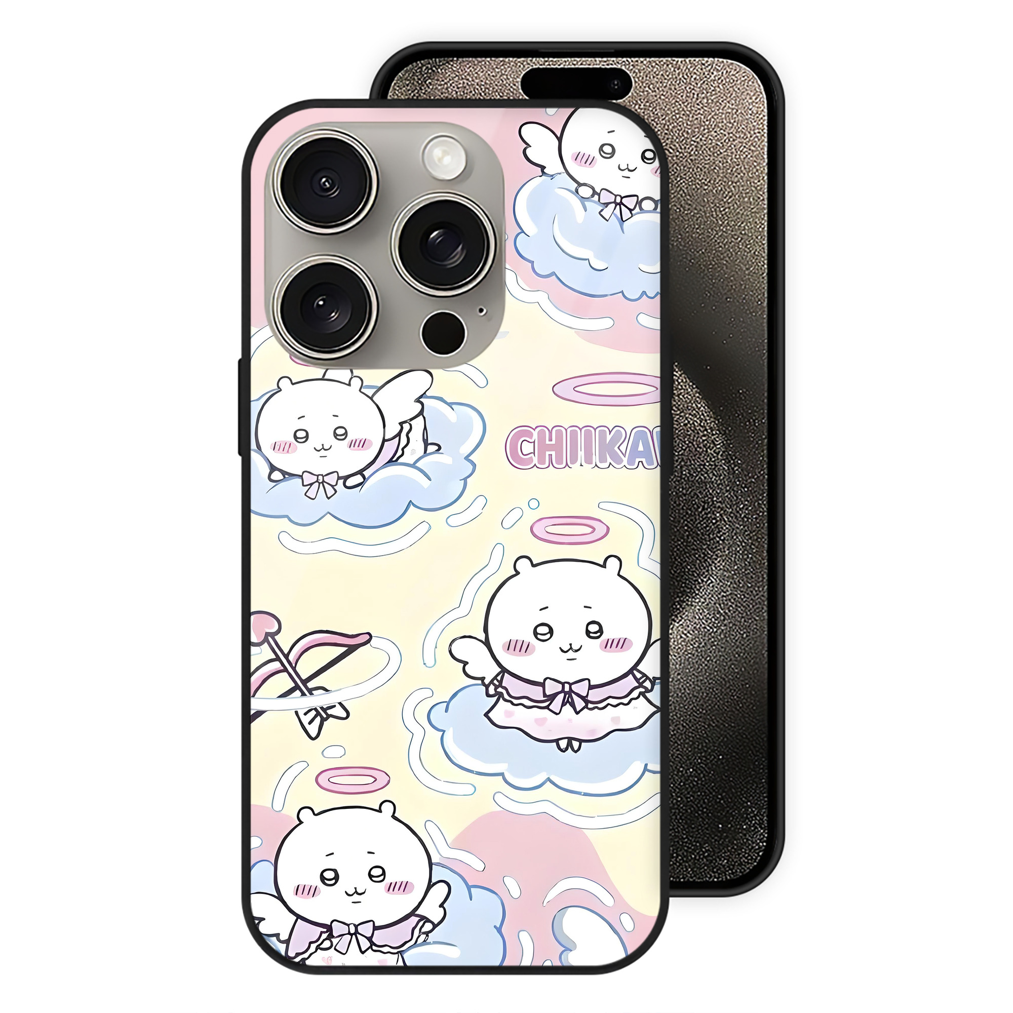 （画像用） ちいかわ Chii-kawa 【iPhone15Pro対応】スマホケース 耐衝撃＆黄変防止 背面ガラス