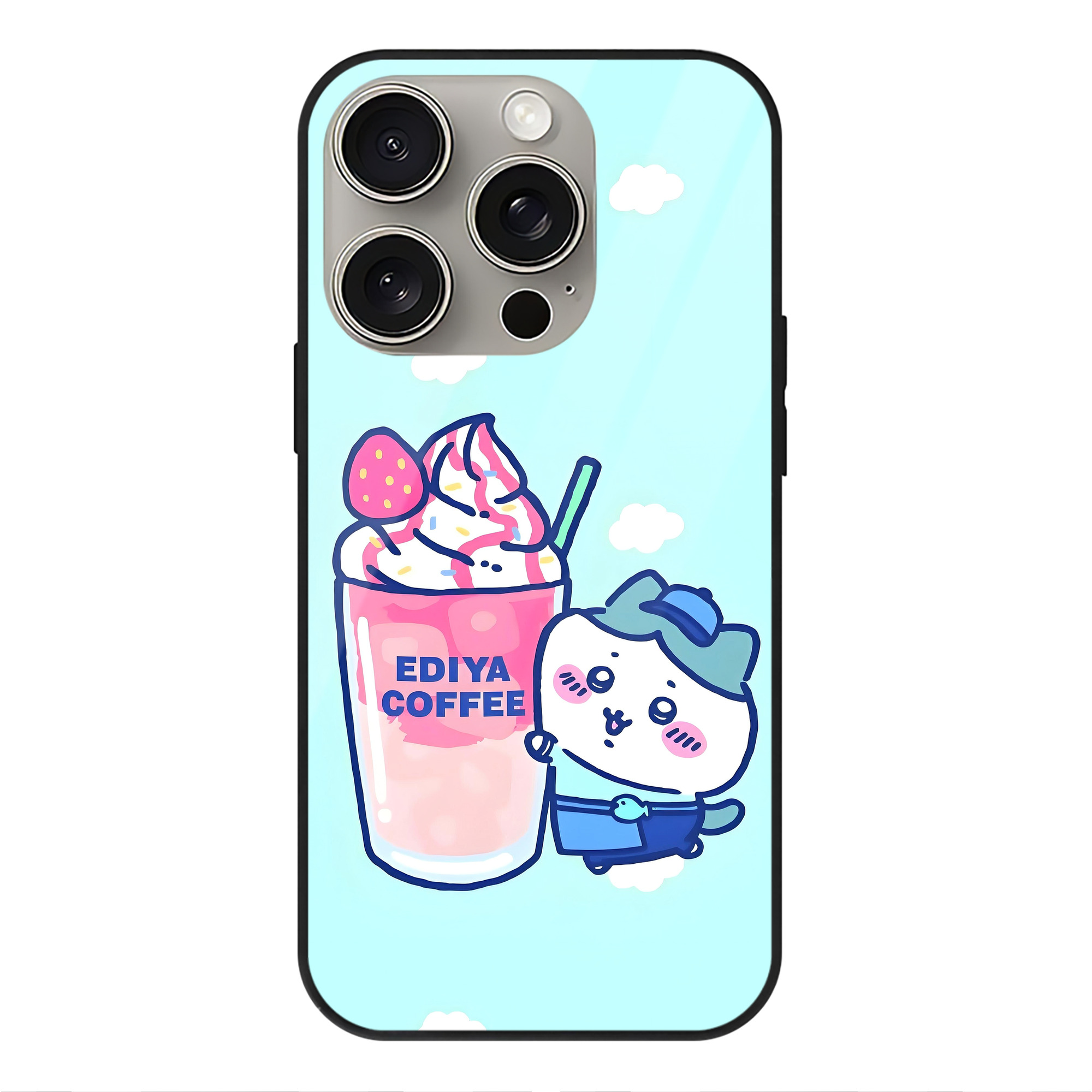 （画像用） ちいかわ Chii-kawa 【iPhone15Pro対応】スマホケース 耐衝撃＆黄変防止 背面ガラス