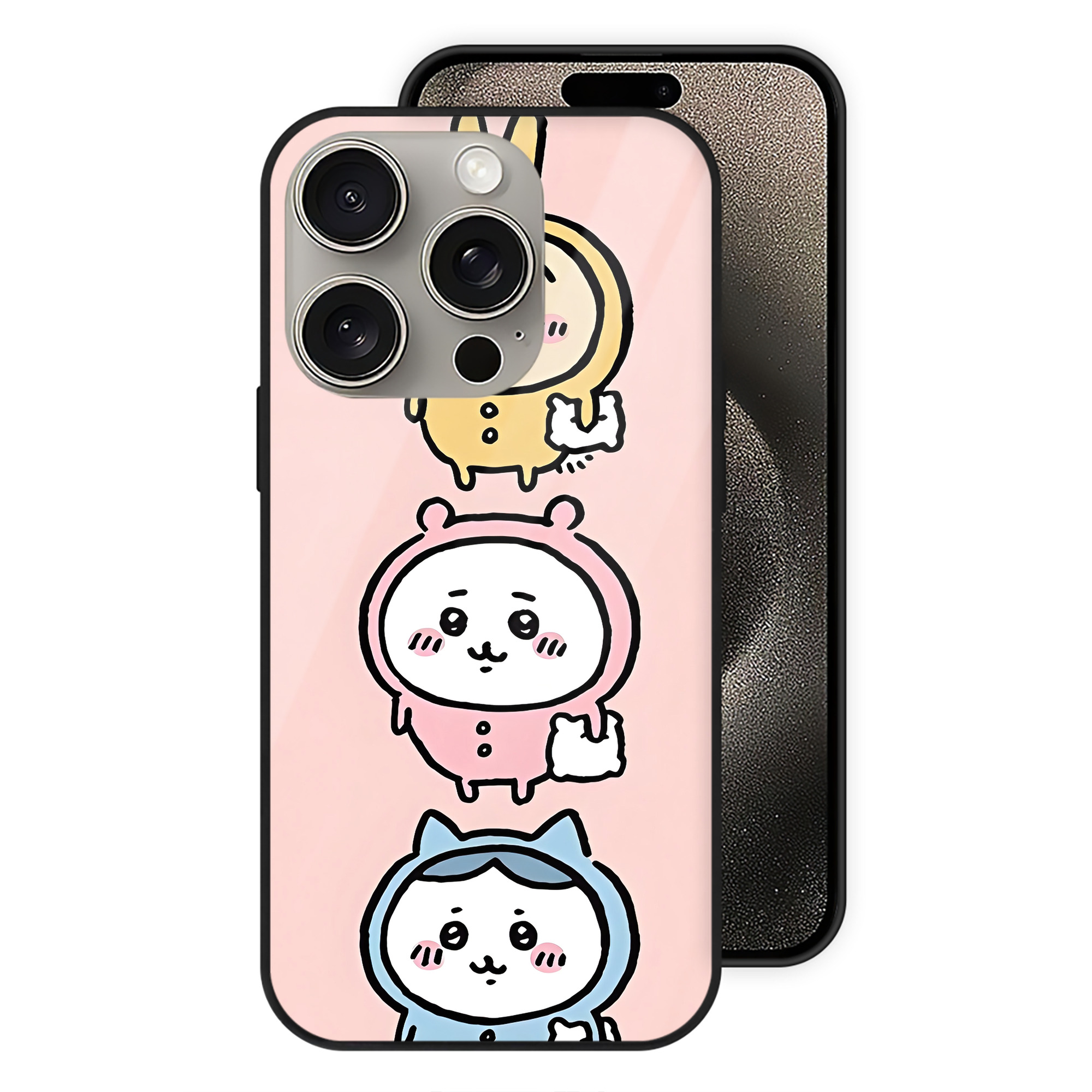 （画像用） ちいかわ Chii-kawa 【iPhone15Pro対応】スマホケース 耐衝撃＆黄変防止 背面ガラス