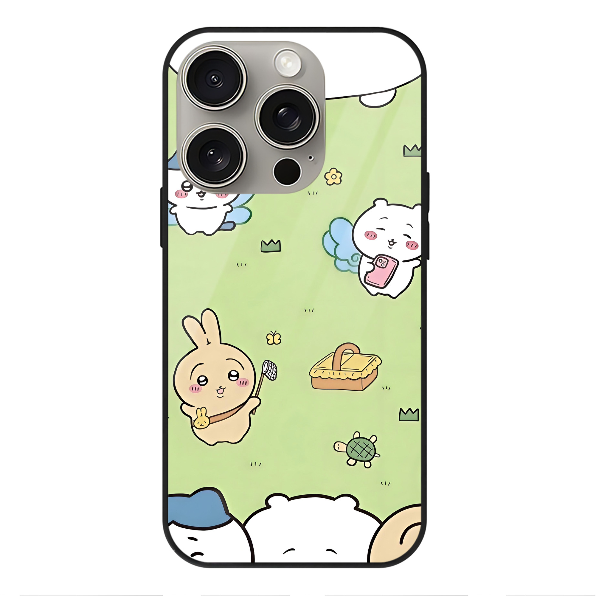 （画像用） ちいかわ Chii-kawa 【iPhone15Pro対応】スマホケース 耐衝撃＆黄変防止 背面ガラス