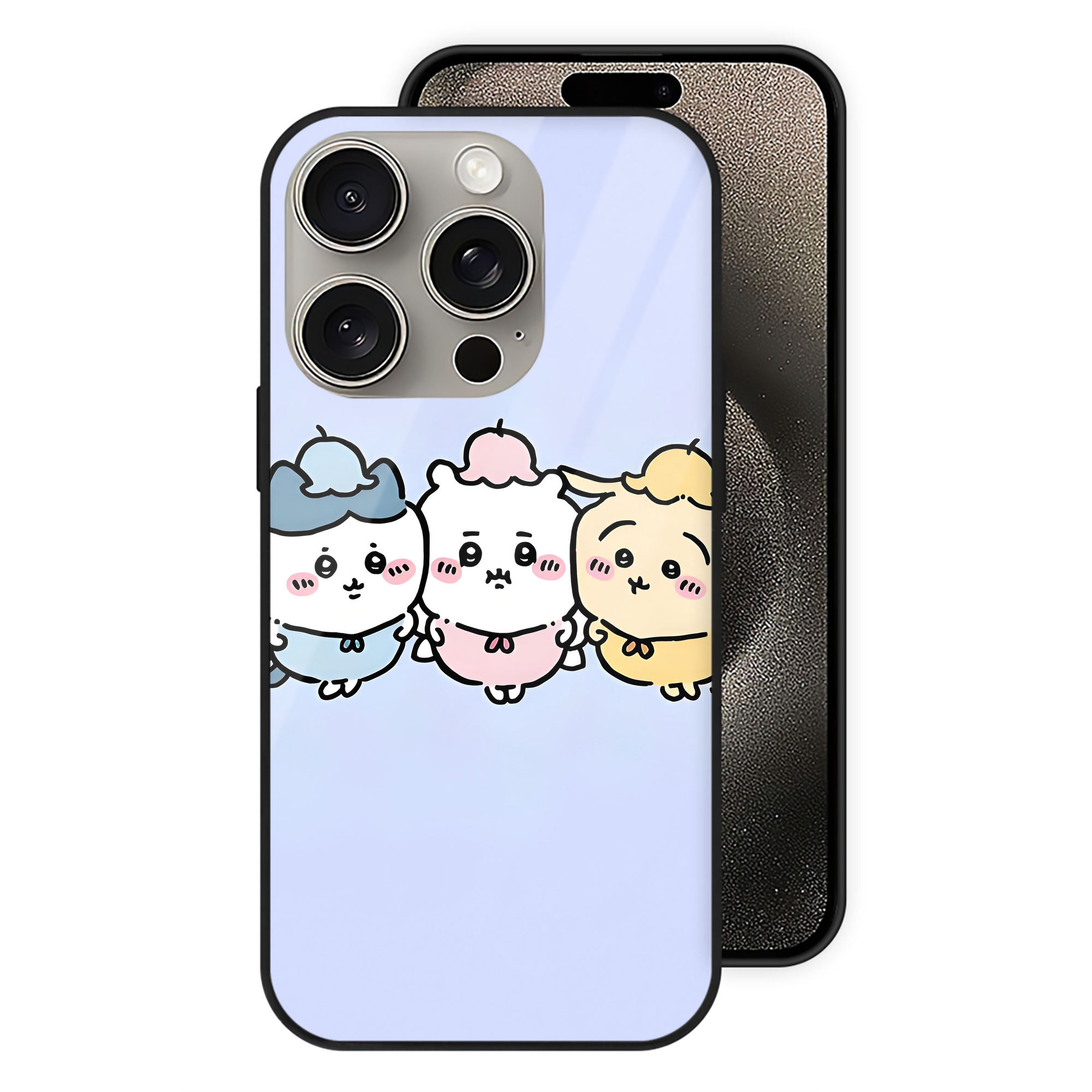 （画像用） ちいかわ Chii-kawa 【iPhone15Pro対応】スマホケース 耐衝撃＆黄変防止 背面ガラス