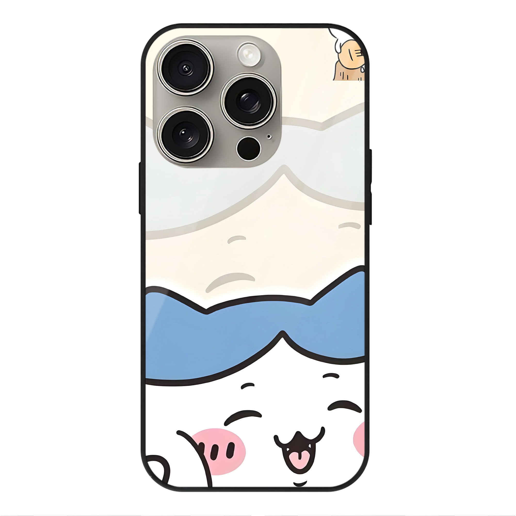 （画像用） ちいかわ Chii-kawa 【iPhone15Pro対応】スマホケース 耐衝撃＆黄変防止 背面ガラス