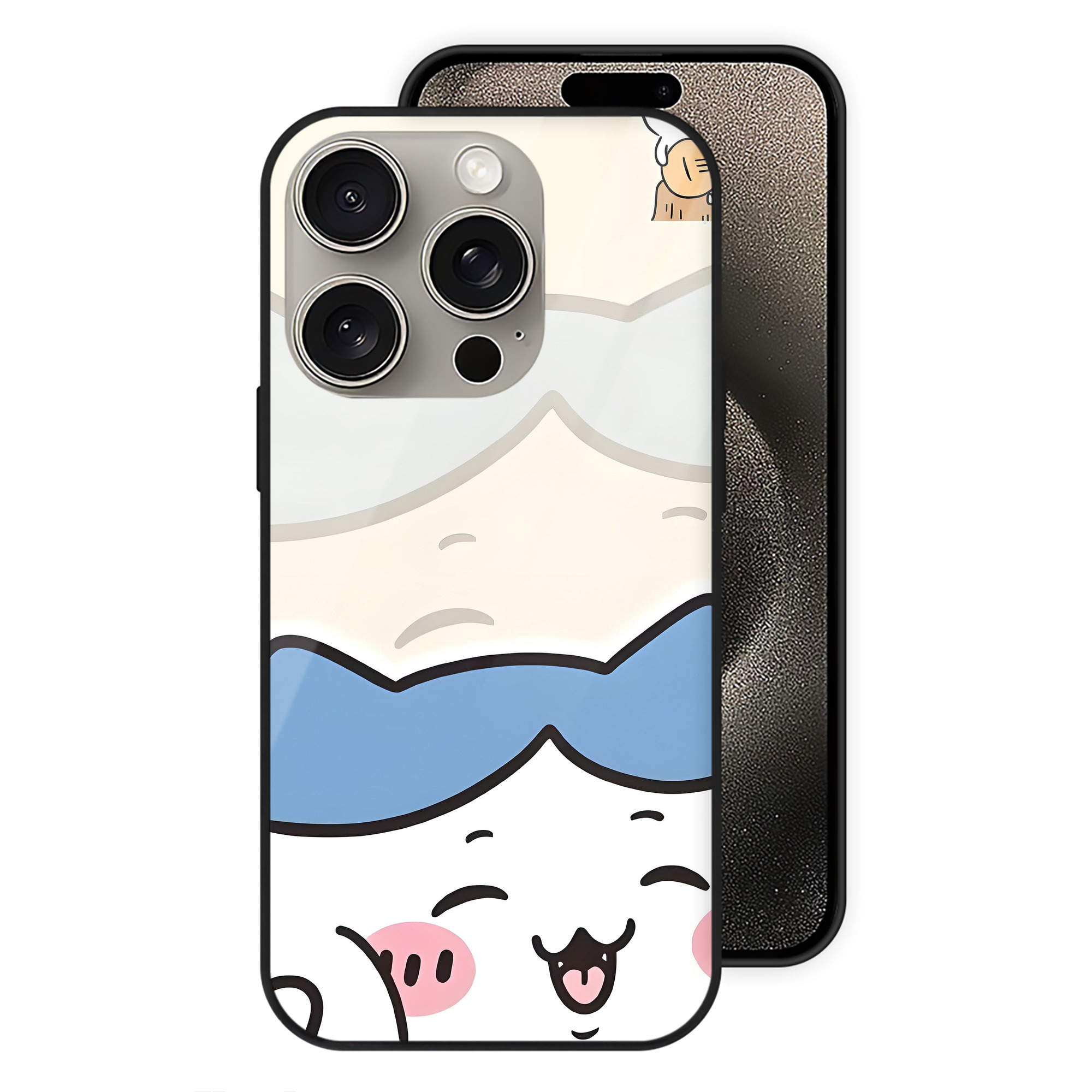 （画像用） ちいかわ Chii-kawa 【iPhone15Pro対応】スマホケース 耐衝撃＆黄変防止 背面ガラス