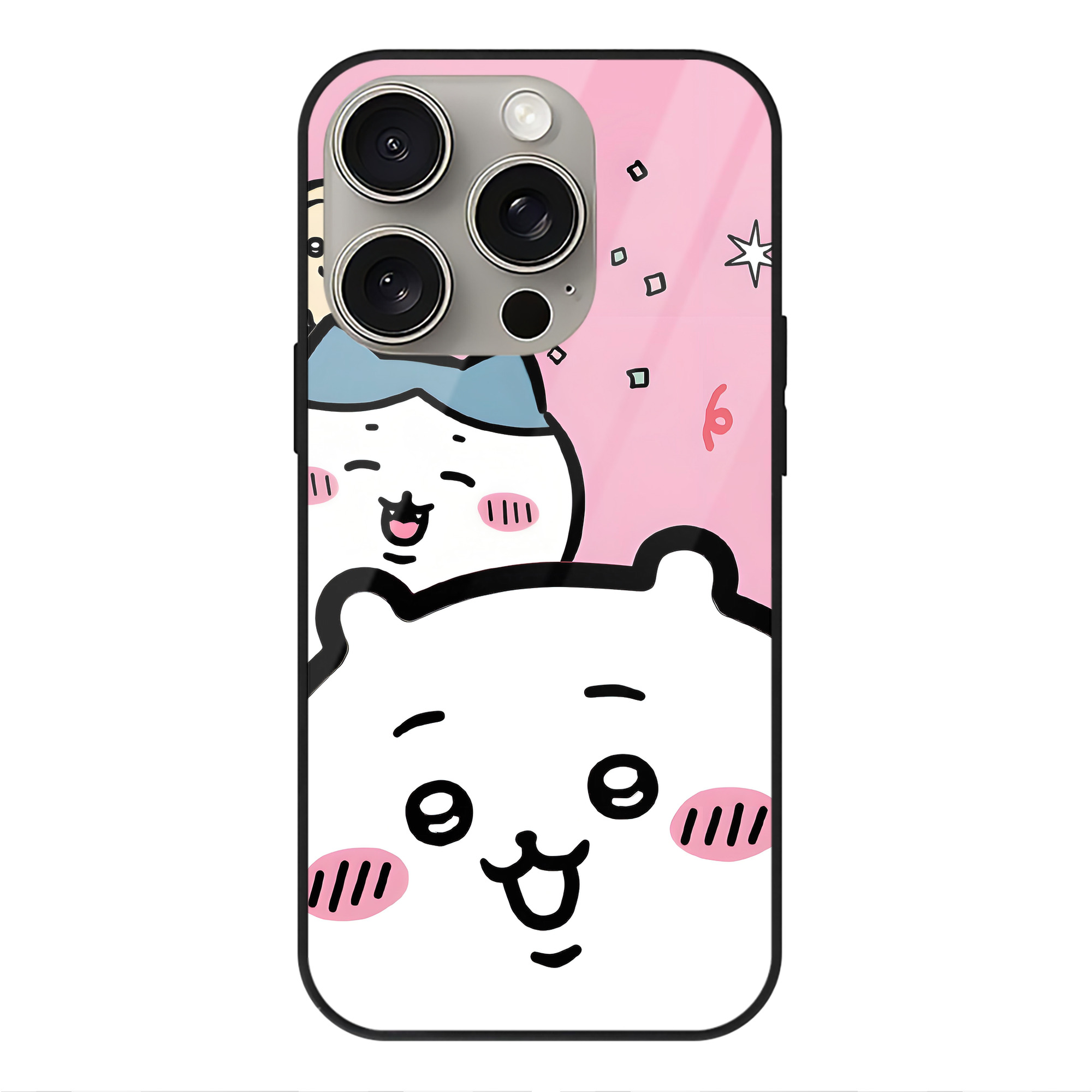 （画像用） ちいかわ Chii-kawa 【iPhone15Pro対応】スマホケース 耐衝撃＆黄変防止 背面ガラス