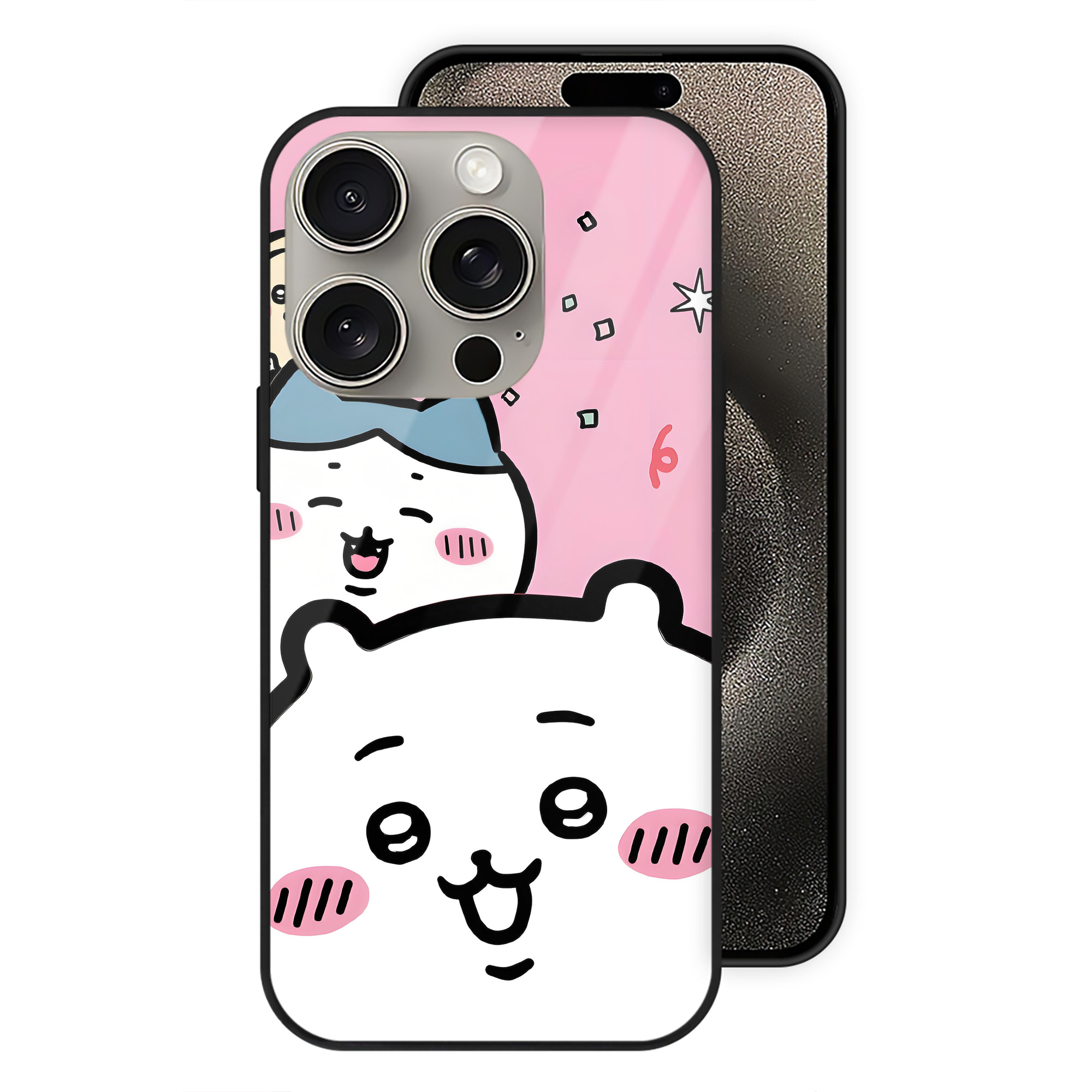 （画像用） ちいかわ Chii-kawa 【iPhone15Pro対応】スマホケース 耐衝撃＆黄変防止 背面ガラス
