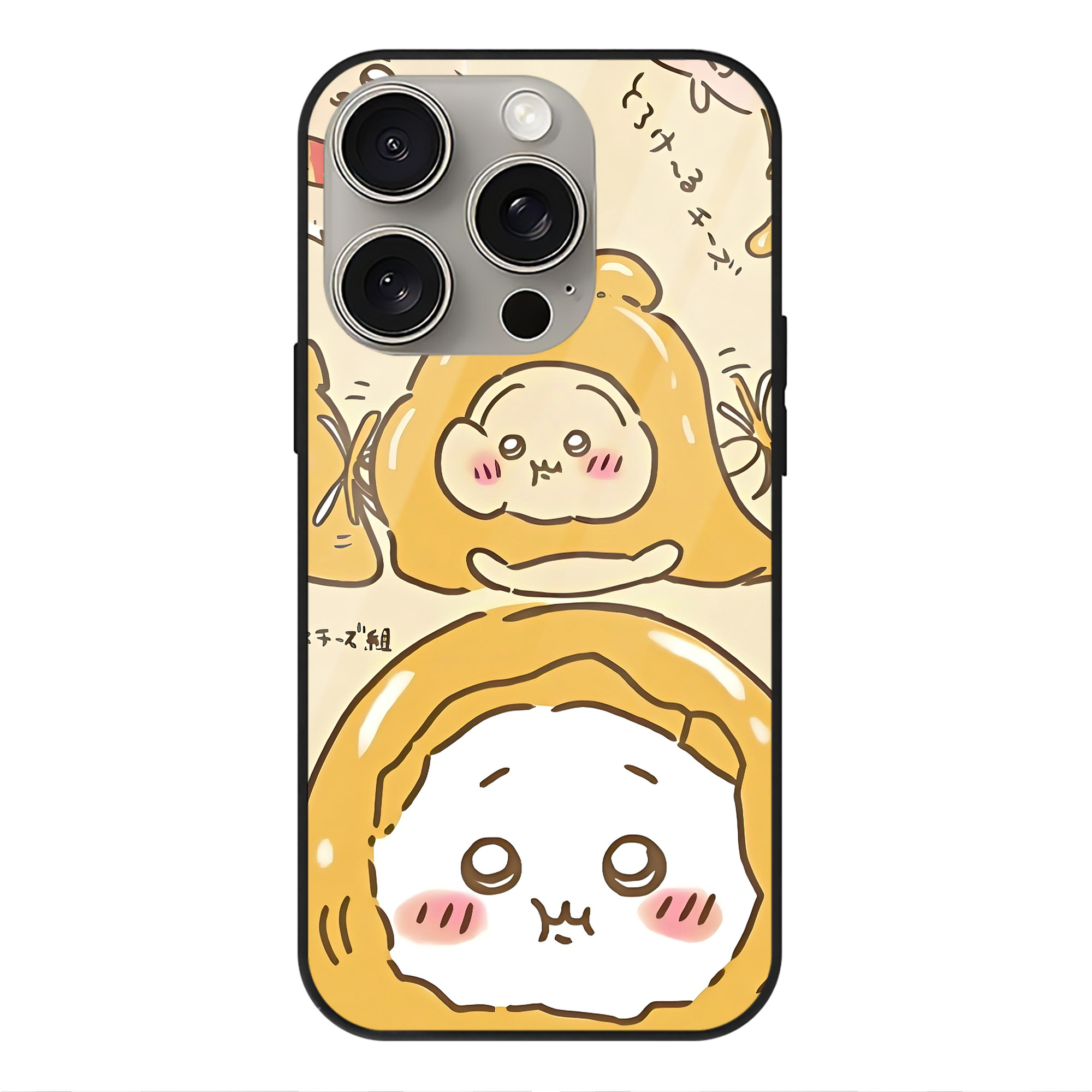 （画像用） ちいかわ Chii-kawa 【iPhone15Pro対応】スマホケース 耐衝撃＆黄変防止 背面ガラス