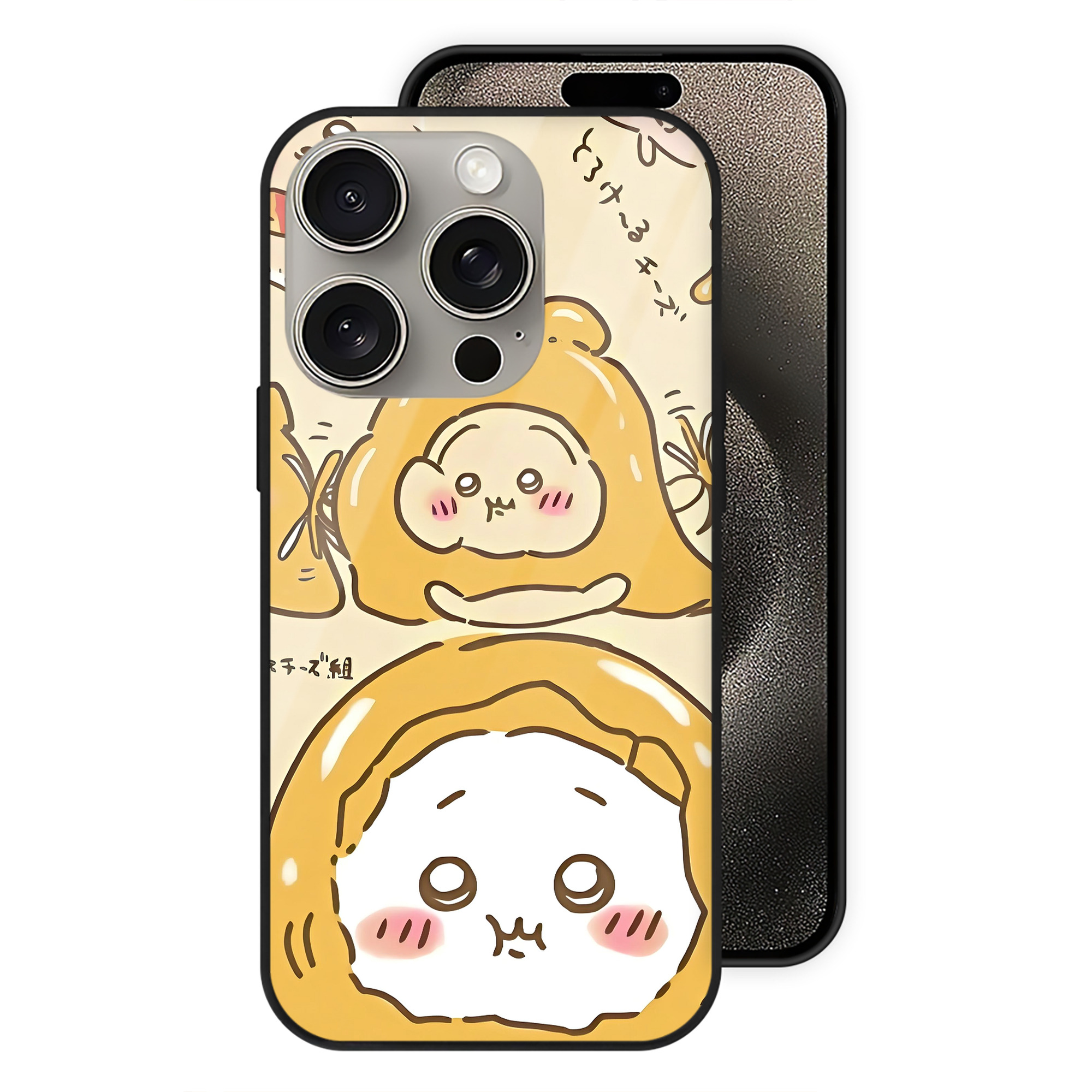 （画像用） ちいかわ Chii-kawa 【iPhone15Pro対応】スマホケース 耐衝撃＆黄変防止 背面ガラス