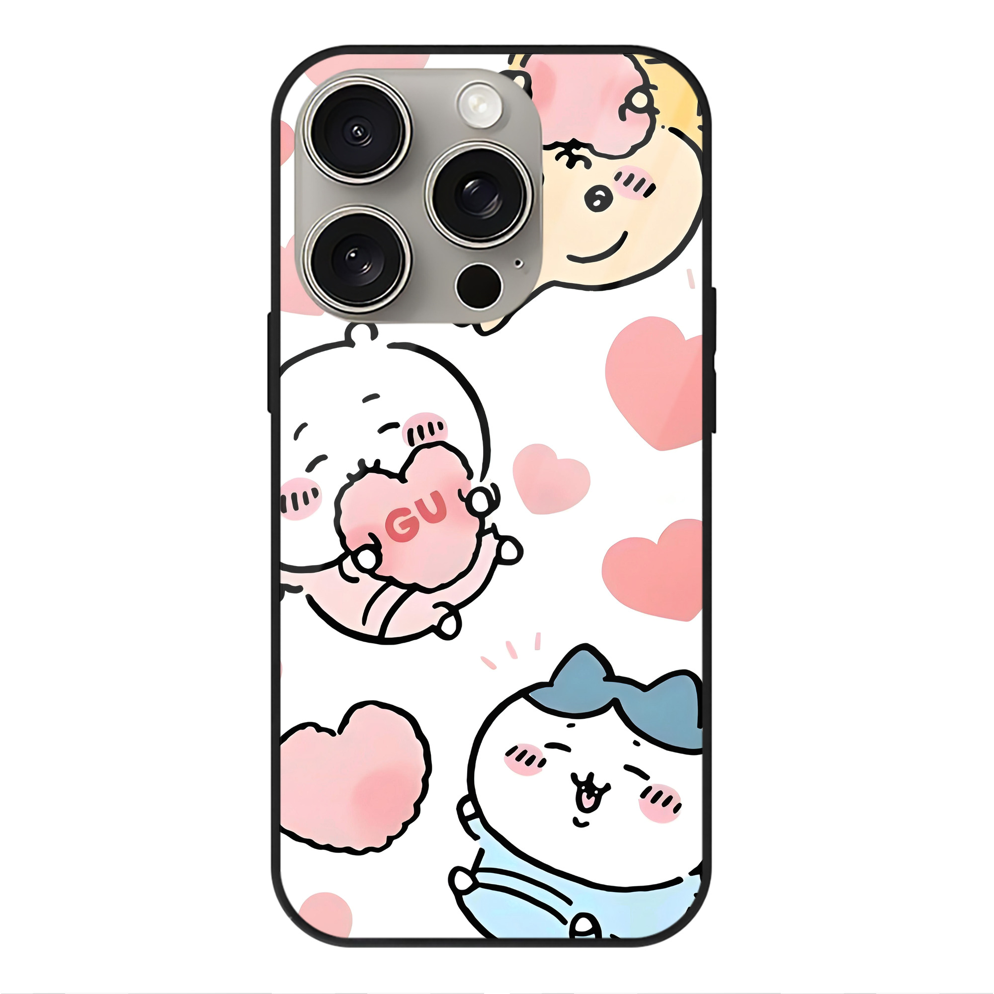 （画像用） ちいかわ Chii-kawa 【iPhone15Pro対応】スマホケース 耐衝撃＆黄変防止 背面ガラス