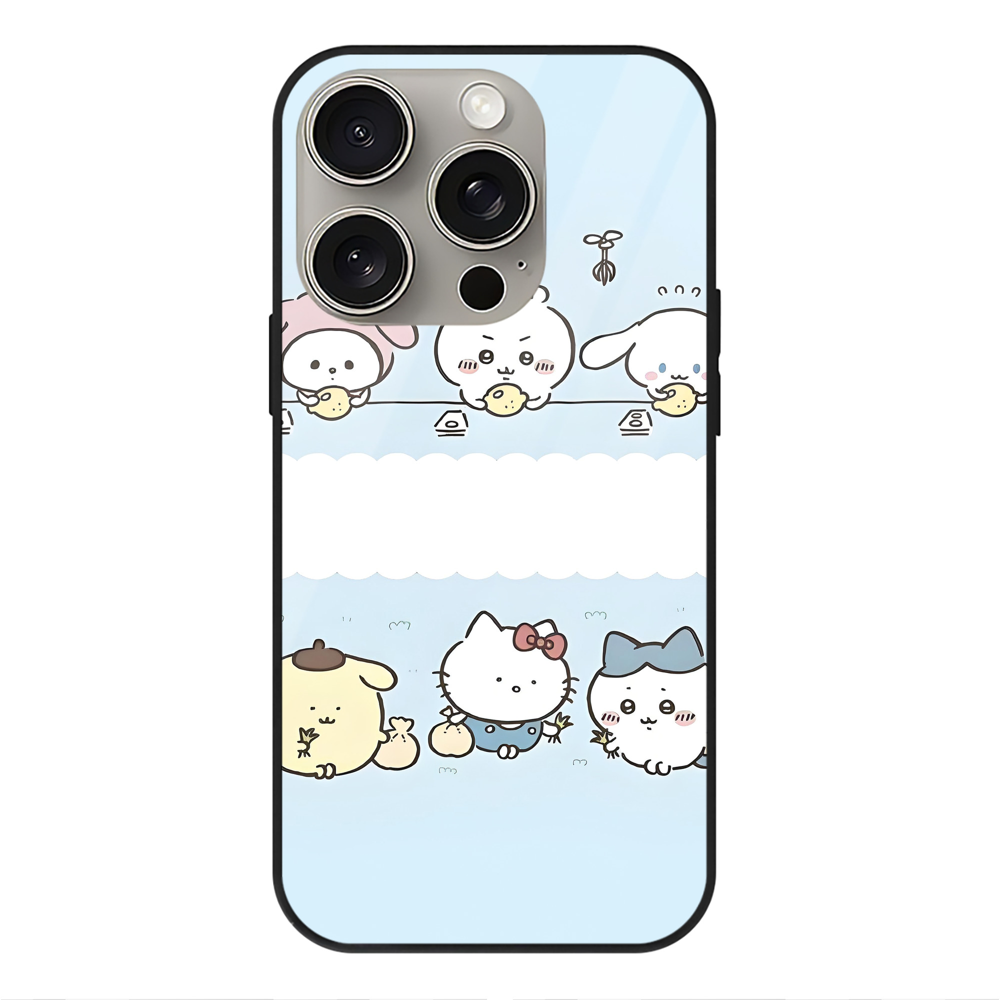 （画像用） ちいかわ Chii-kawa 【iPhone15Pro対応】スマホケース 耐衝撃＆黄変防止 背面ガラス