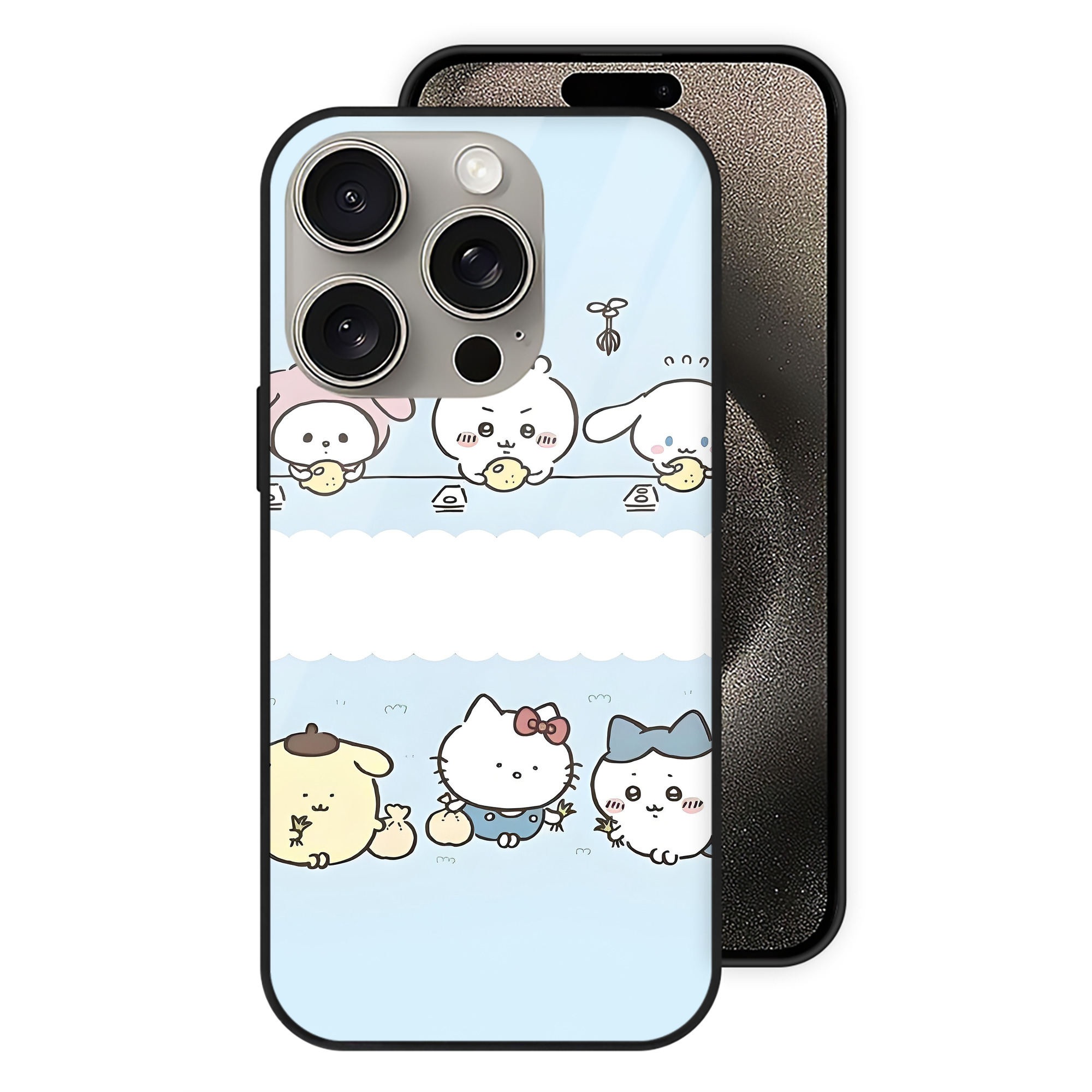 （画像用） ちいかわ Chii-kawa 【iPhone15Pro対応】スマホケース 耐衝撃＆黄変防止 背面ガラス
