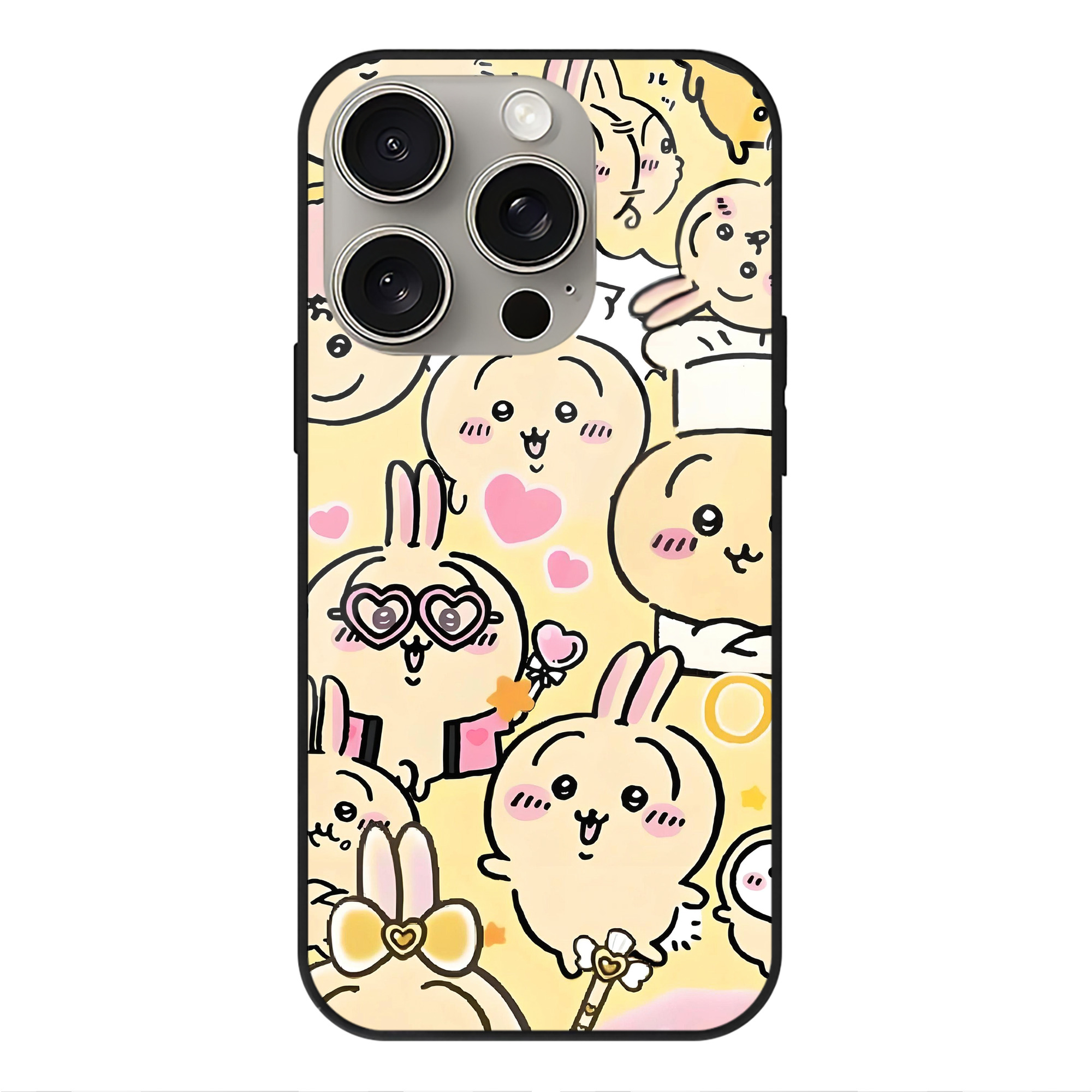 （画像用） ちいかわ Chii-kawa 【iPhone15Pro対応】スマホケース 耐衝撃＆黄変防止 背面ガラス