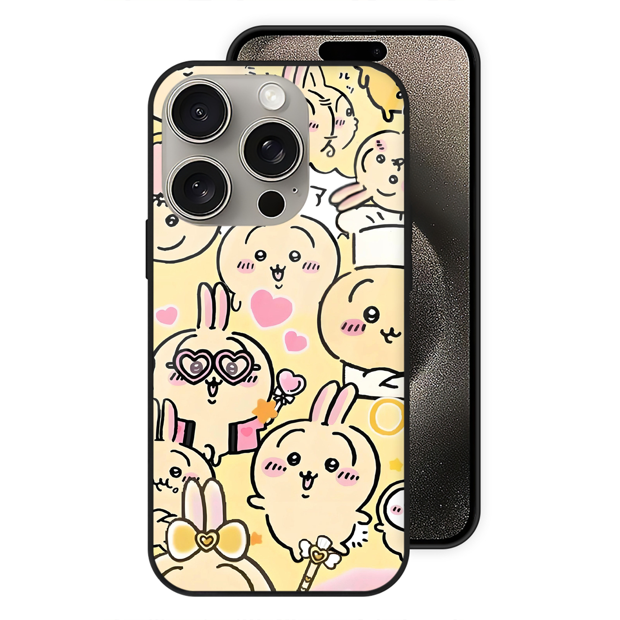 （画像用） ちいかわ Chii-kawa 【iPhone15Pro対応】スマホケース 耐衝撃＆黄変防止 背面ガラス