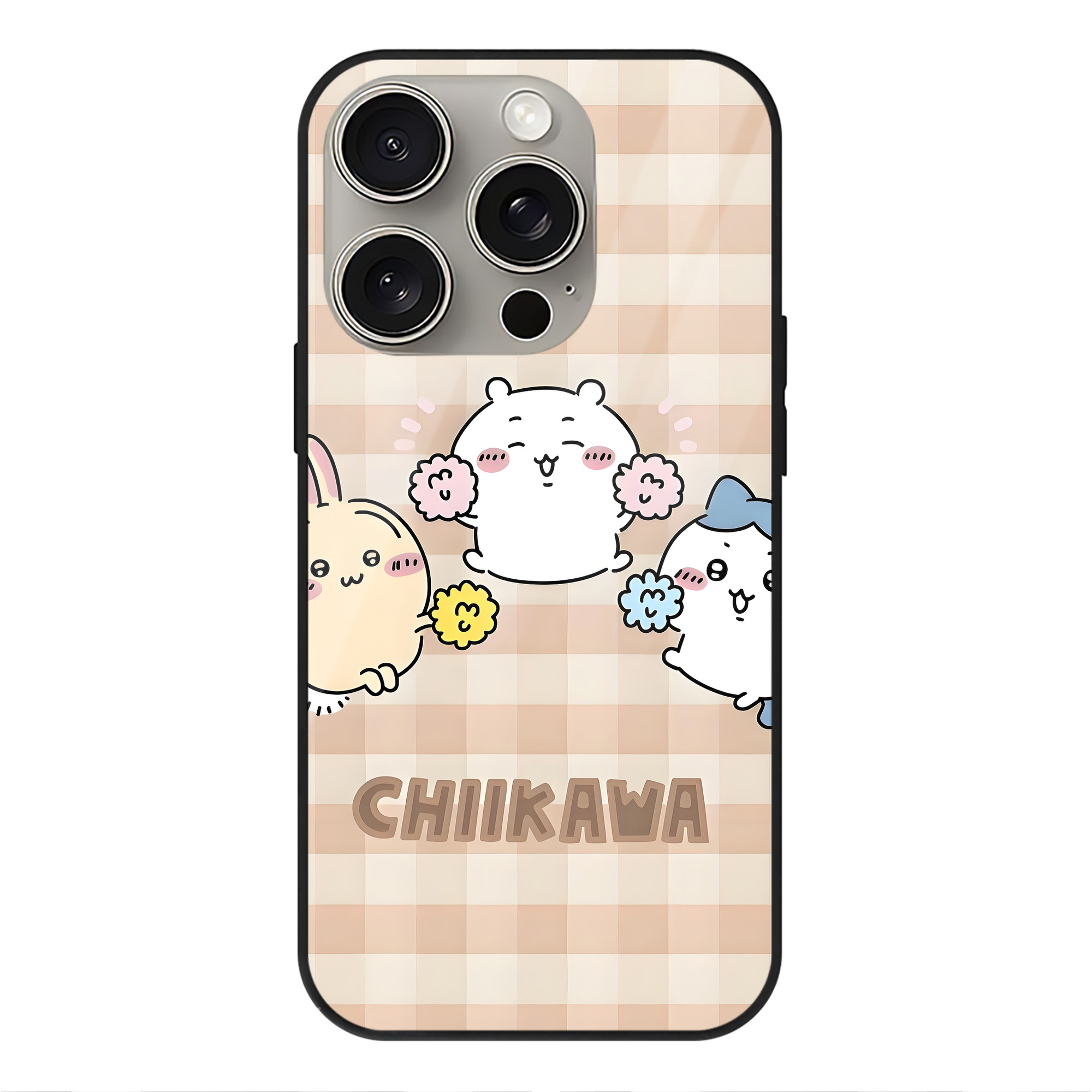 （画像用） ちいかわ Chii-kawa 【iPhone15Pro対応】スマホケース 耐衝撃＆黄変防止 背面ガラス