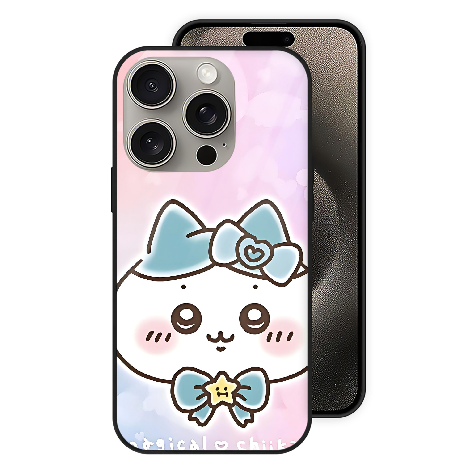 （画像用） ちいかわ Chii-kawa 【iPhone15Pro対応】スマホケース 耐衝撃＆黄変防止 背面ガラス