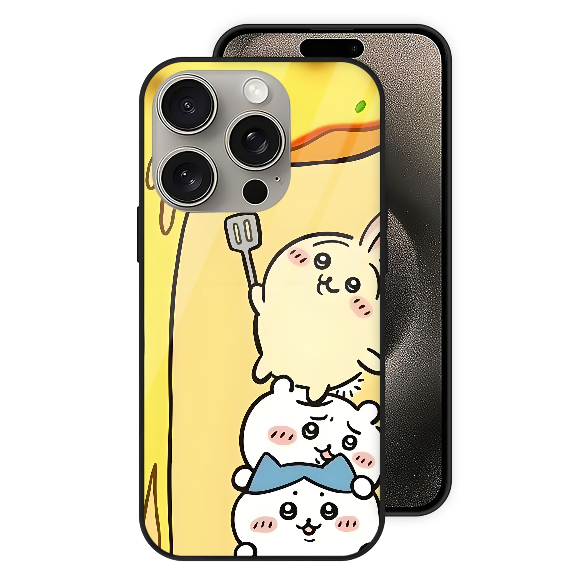（画像用） ちいかわ Chii-kawa 【iPhone15Pro対応】スマホケース 耐衝撃＆黄変防止 背面ガラス