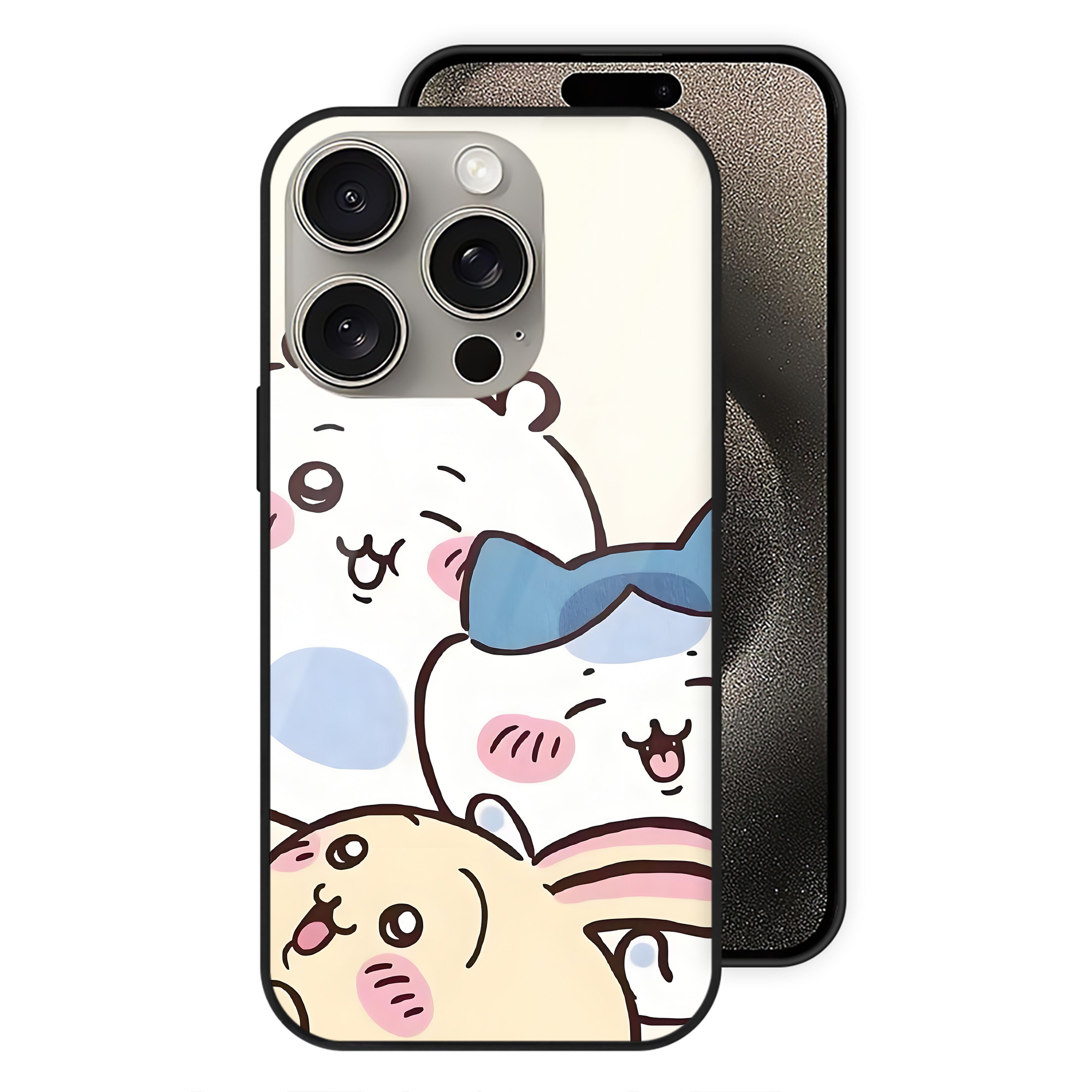 （画像用） ちいかわ Chii-kawa 【iPhone15Pro対応】スマホケース 耐衝撃＆黄変防止 背面ガラス