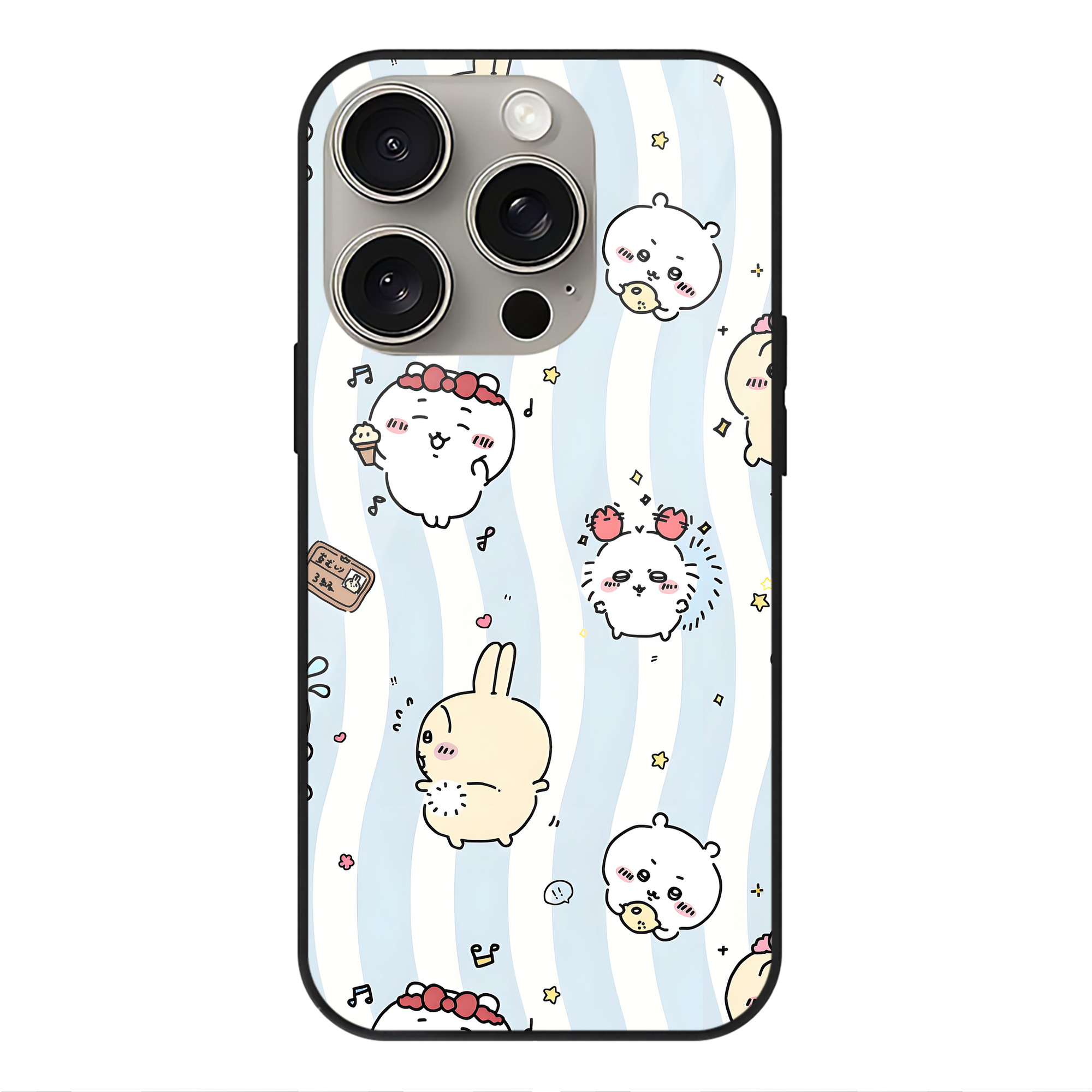（画像用） ちいかわ Chii-kawa 【iPhone15Pro対応】スマホケース 耐衝撃＆黄変防止 背面ガラス