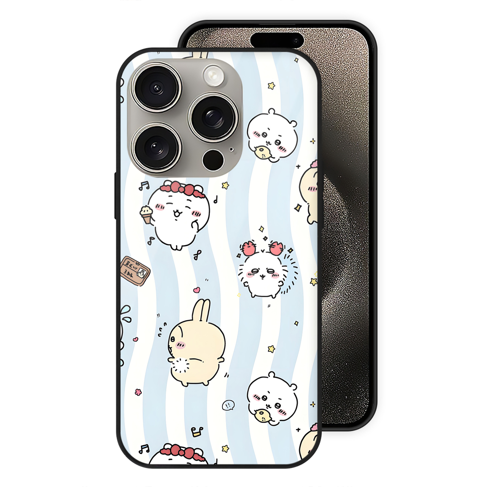（画像用） ちいかわ Chii-kawa 【iPhone15Pro対応】スマホケース 耐衝撃＆黄変防止 背面ガラス