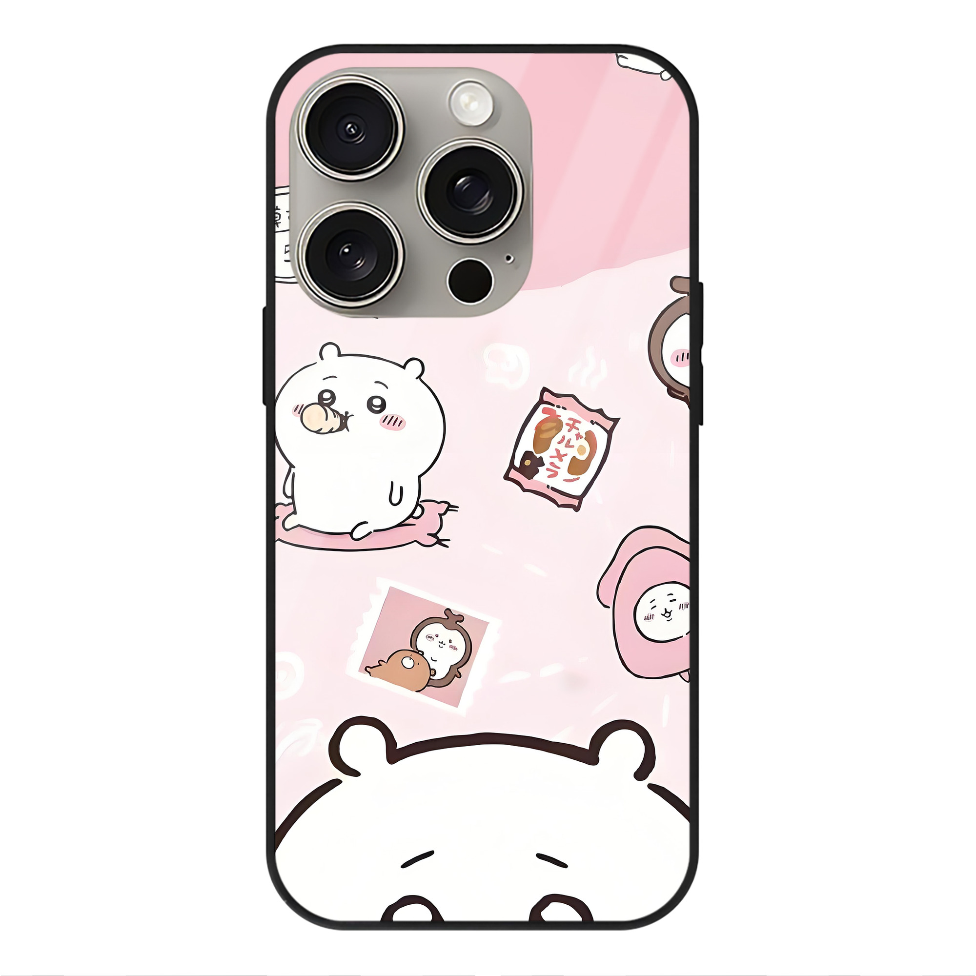 （画像用） ちいかわ Chii-kawa 【iPhone15Pro対応】スマホケース 耐衝撃＆黄変防止 背面ガラス
