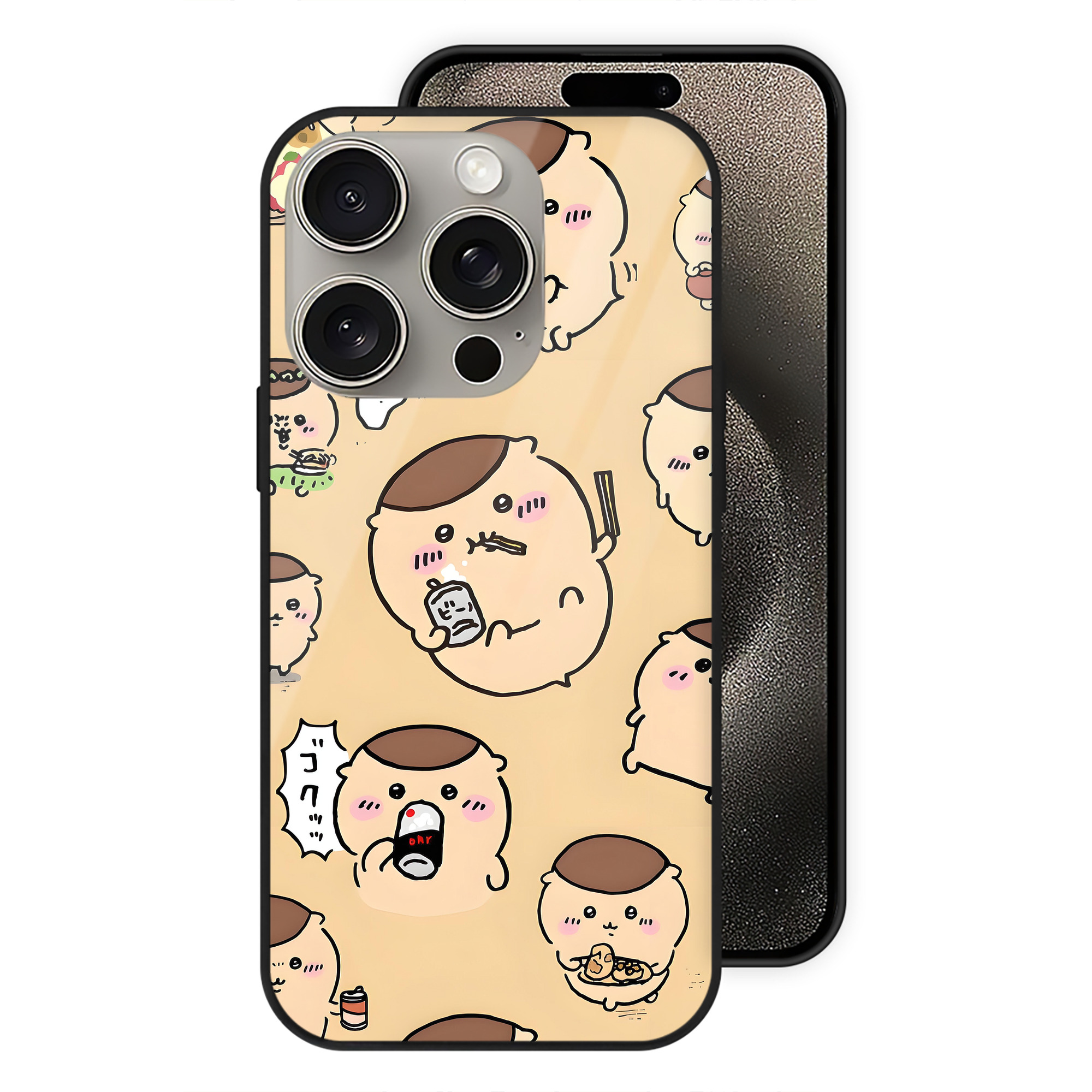 （画像用） ちいかわ Chii-kawa 【iPhone15Pro対応】スマホケース 耐衝撃＆黄変防止 背面ガラス