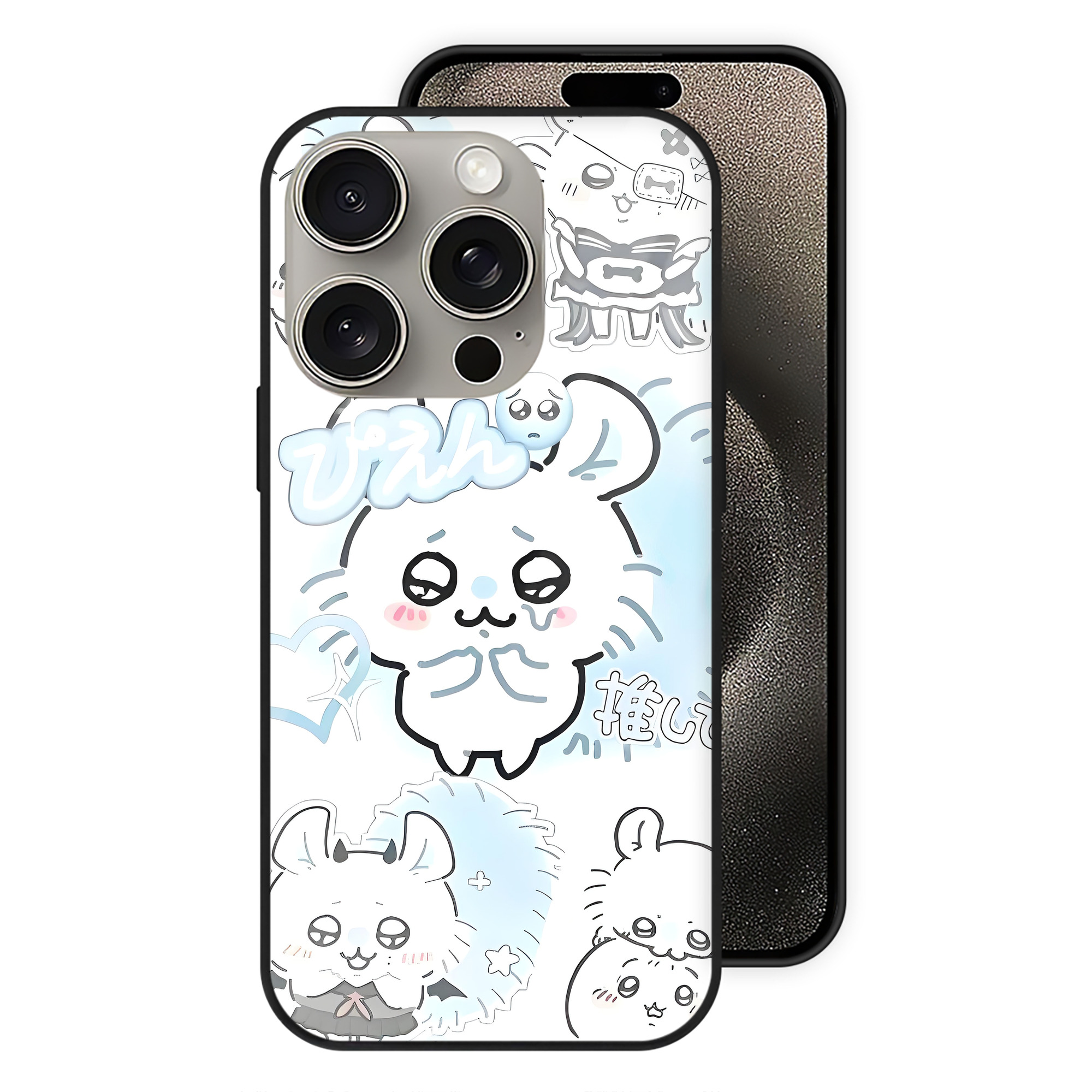 （画像用） ちいかわ Chii-kawa 【iPhone15Pro対応】スマホケース 耐衝撃＆黄変防止 背面ガラス