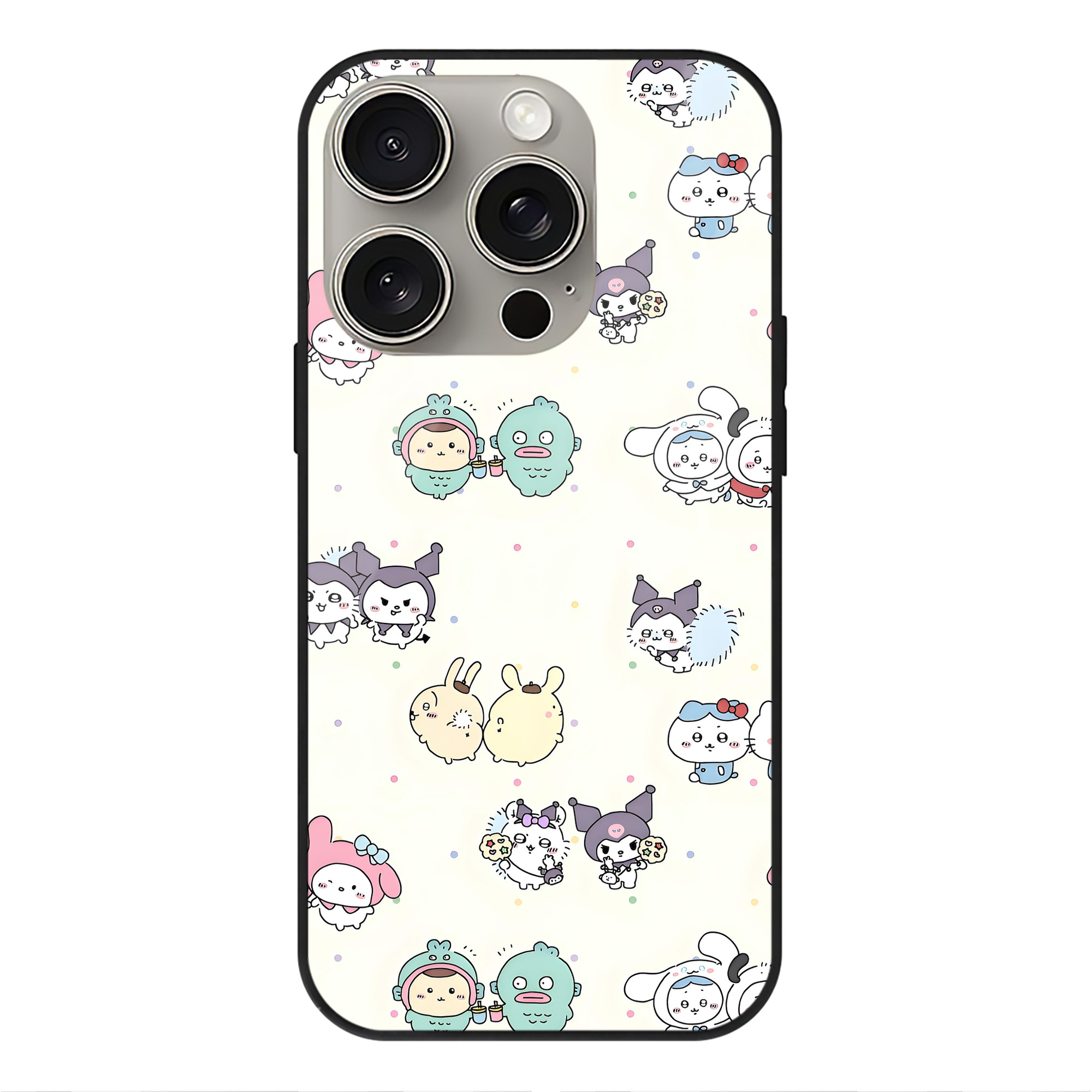 （画像用） ちいかわ Chii-kawa 【iPhone15Pro対応】スマホケース 耐衝撃＆黄変防止 背面ガラス