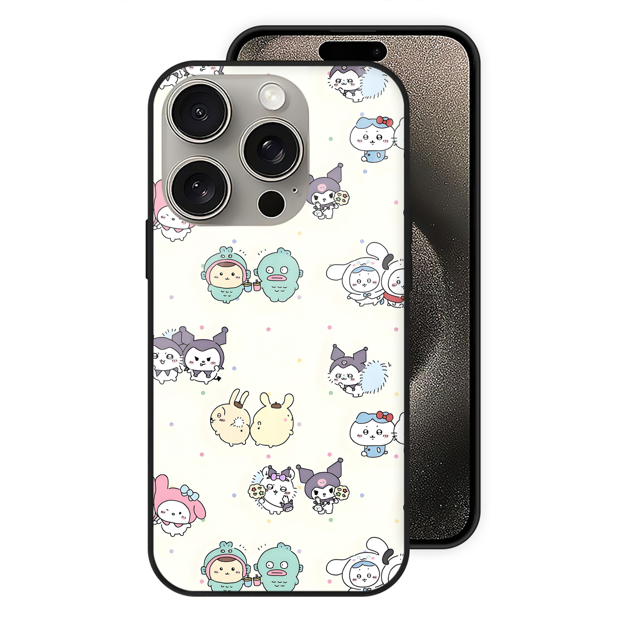 （画像用） ちいかわ Chii-kawa 【iPhone15Pro対応】スマホケース 耐衝撃＆黄変防止 背面ガラス