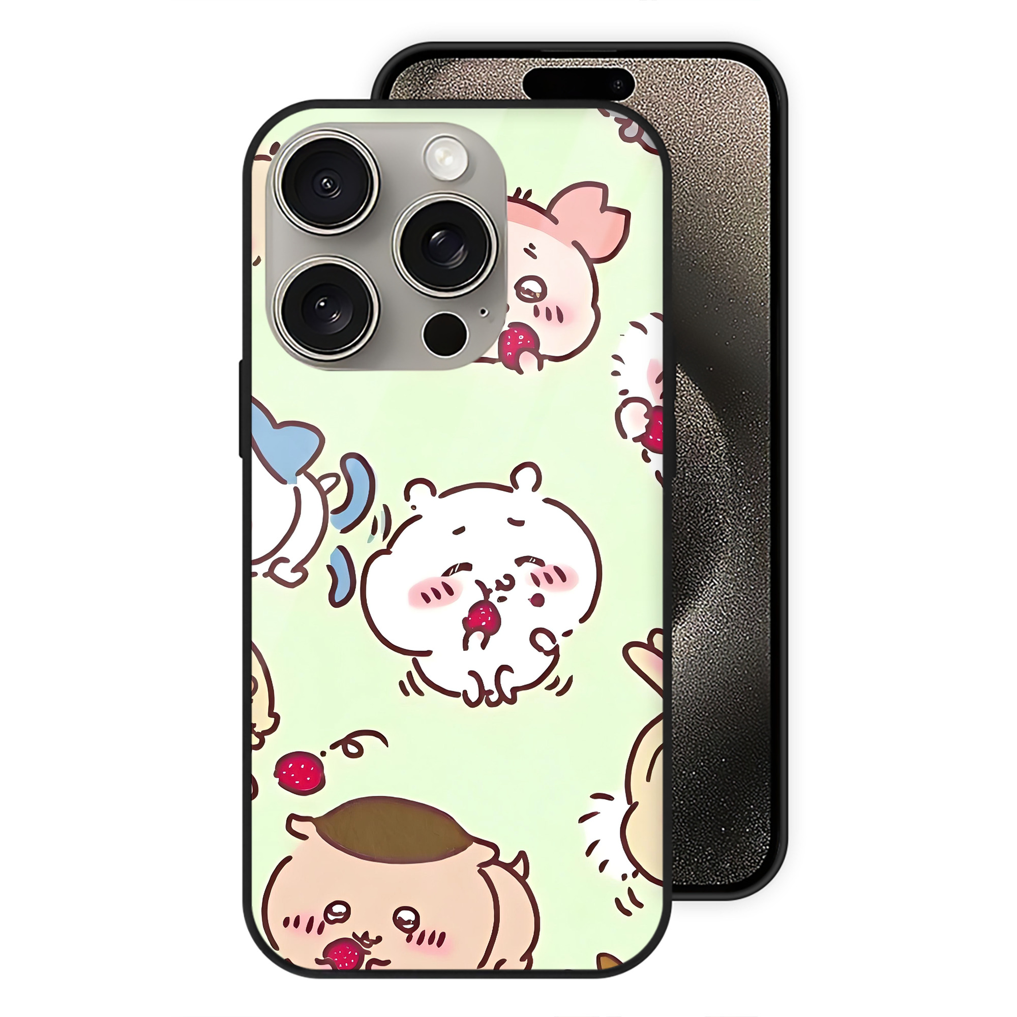（画像用） ちいかわ Chii-kawa 【iPhone15Pro対応】スマホケース 耐衝撃＆黄変防止 背面ガラス