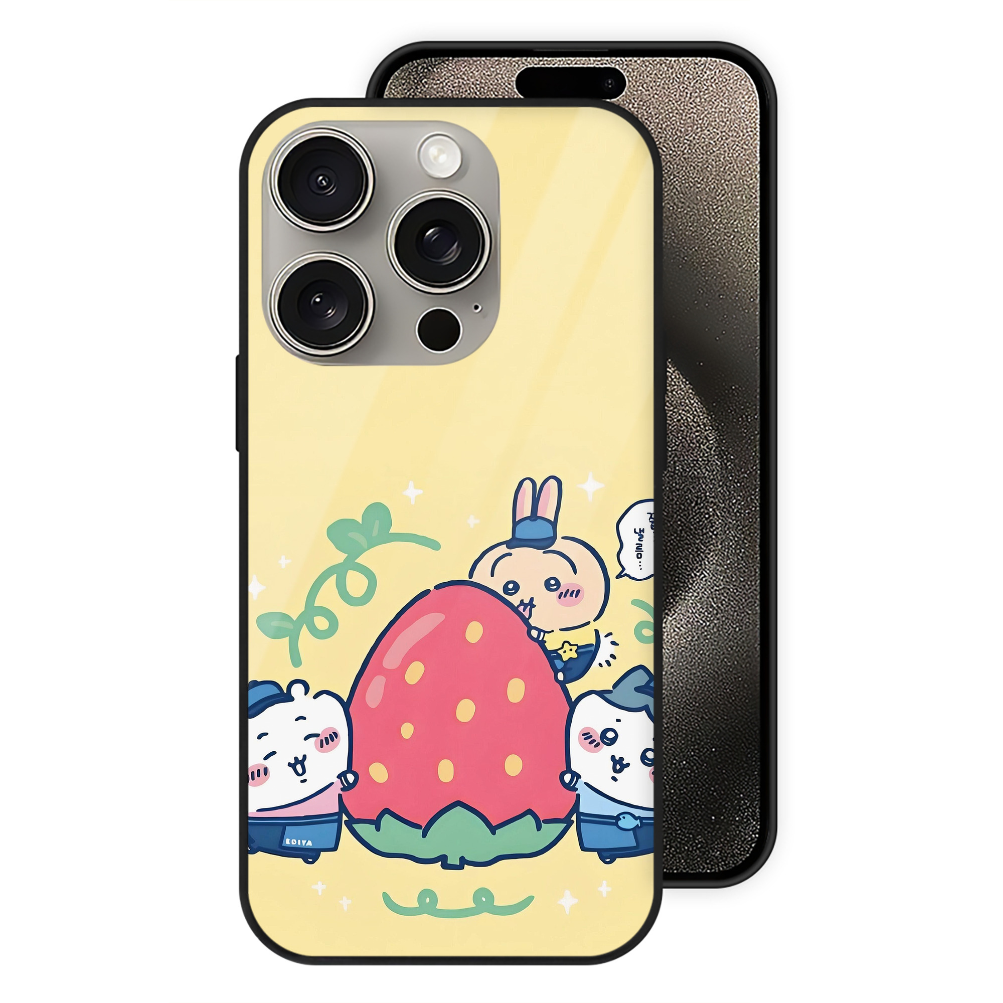 （画像用） ちいかわ Chii-kawa 【iPhone15Pro対応】スマホケース 耐衝撃＆黄変防止 背面ガラス