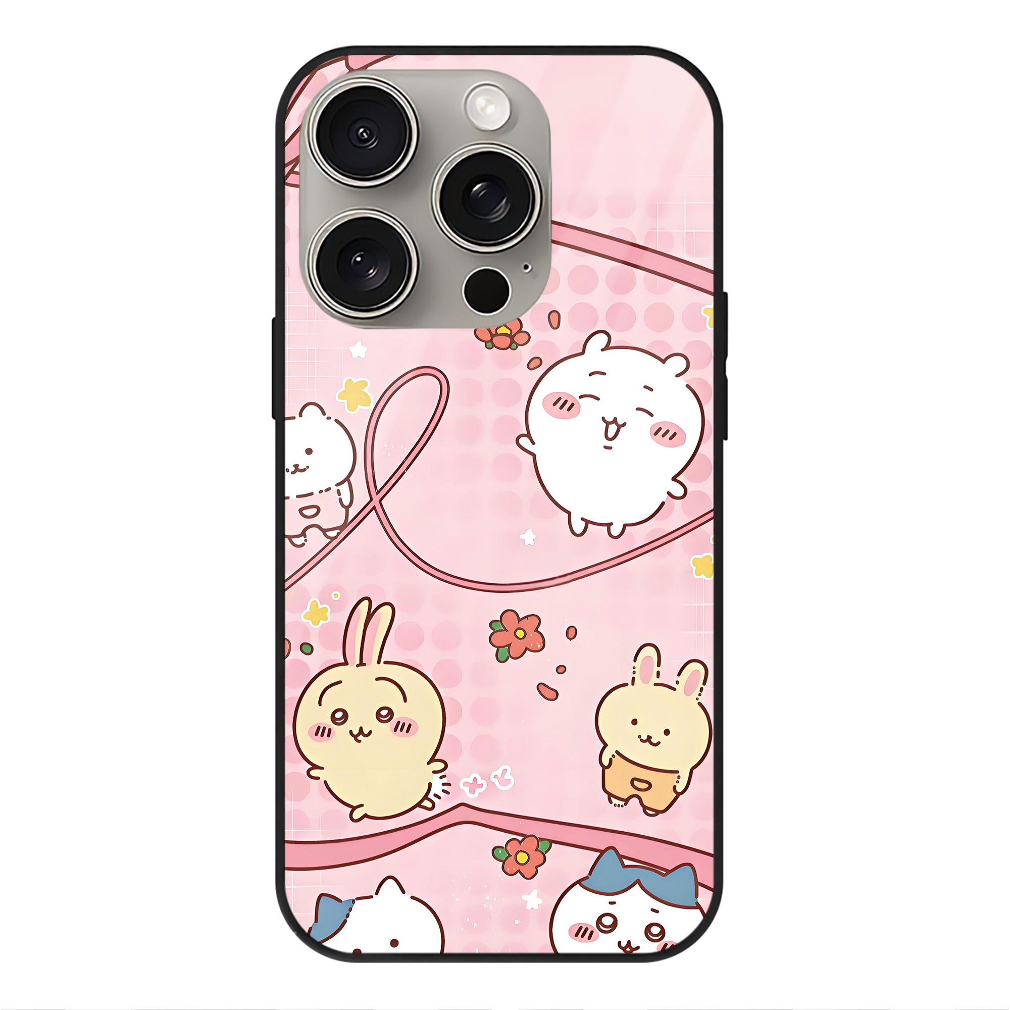 （画像用） ちいかわ Chii-kawa 【iPhone15Pro対応】スマホケース 耐衝撃＆黄変防止 背面ガラス