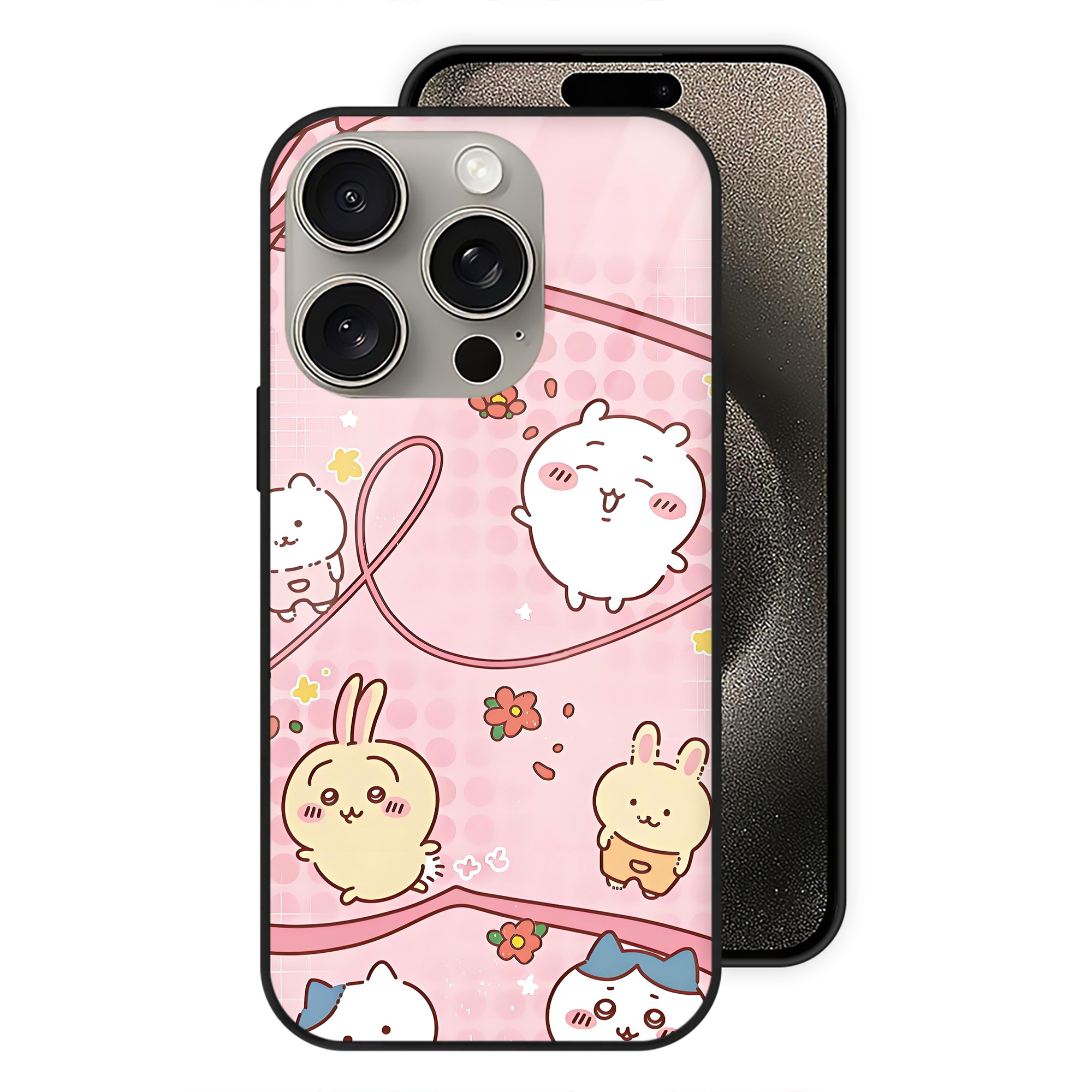 （画像用） ちいかわ Chii-kawa 【iPhone15Pro対応】スマホケース 耐衝撃＆黄変防止 背面ガラス