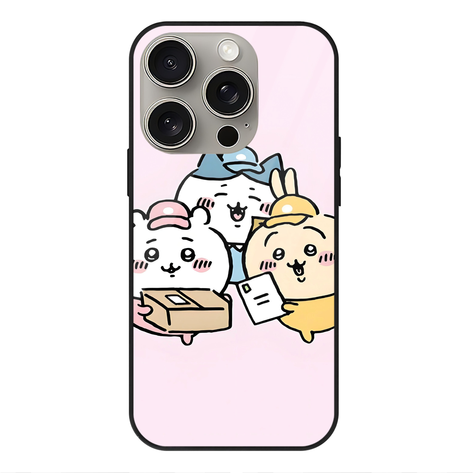 （画像用） ちいかわ Chii-kawa 【iPhone15Pro対応】スマホケース 耐衝撃＆黄変防止 背面ガラス