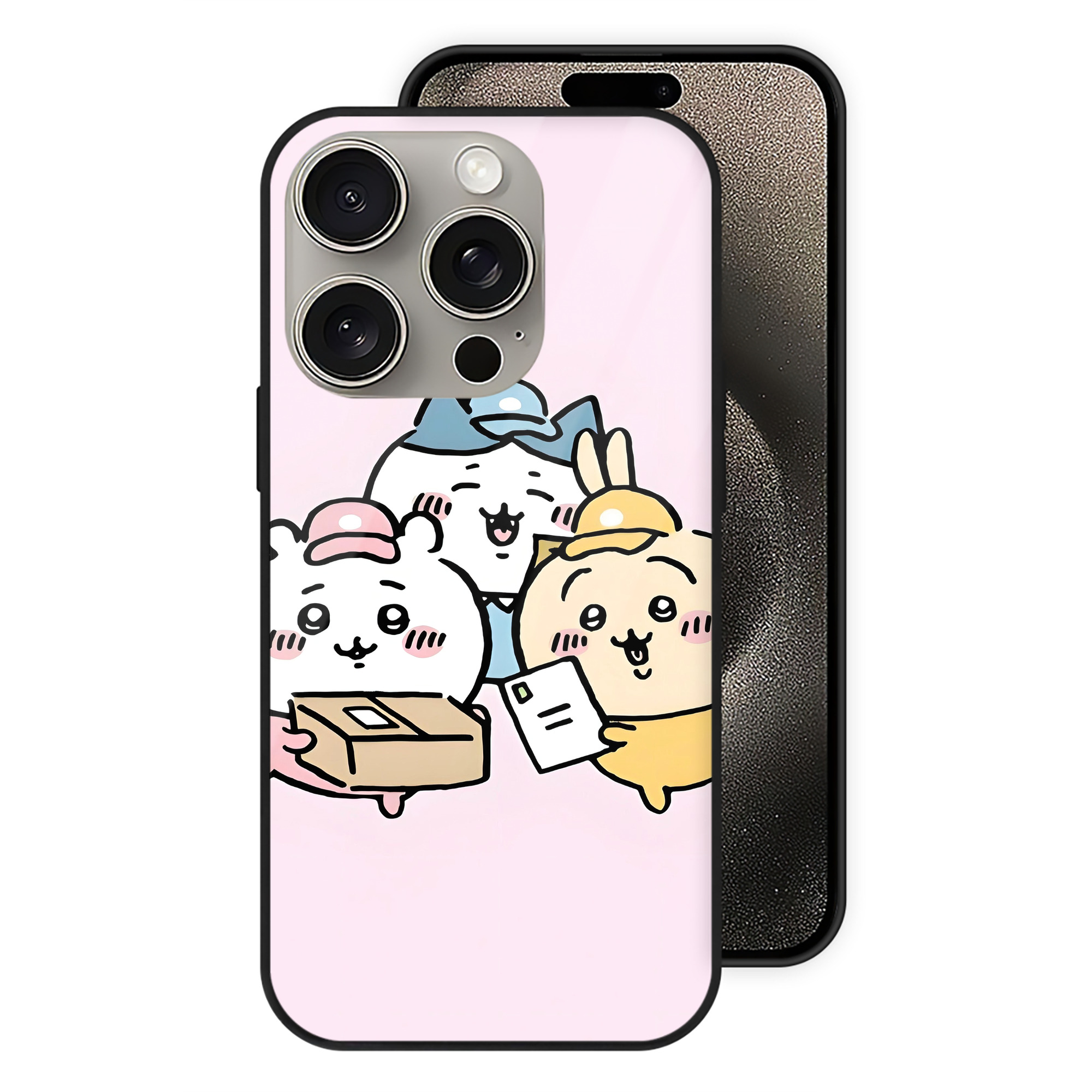 （画像用） ちいかわ Chii-kawa 【iPhone15Pro対応】スマホケース 耐衝撃＆黄変防止 背面ガラス