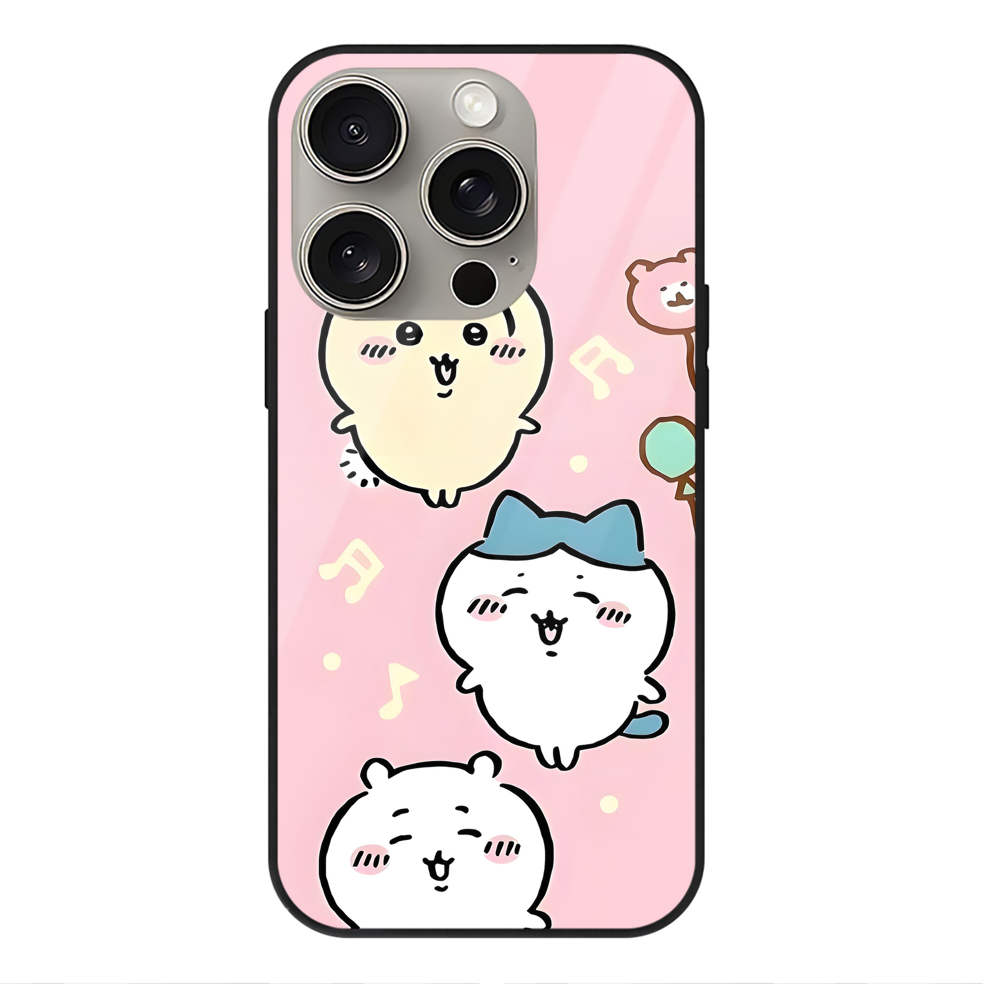 （画像用） ちいかわ Chii-kawa 【iPhone15Pro対応】スマホケース 耐衝撃＆黄変防止 背面ガラス